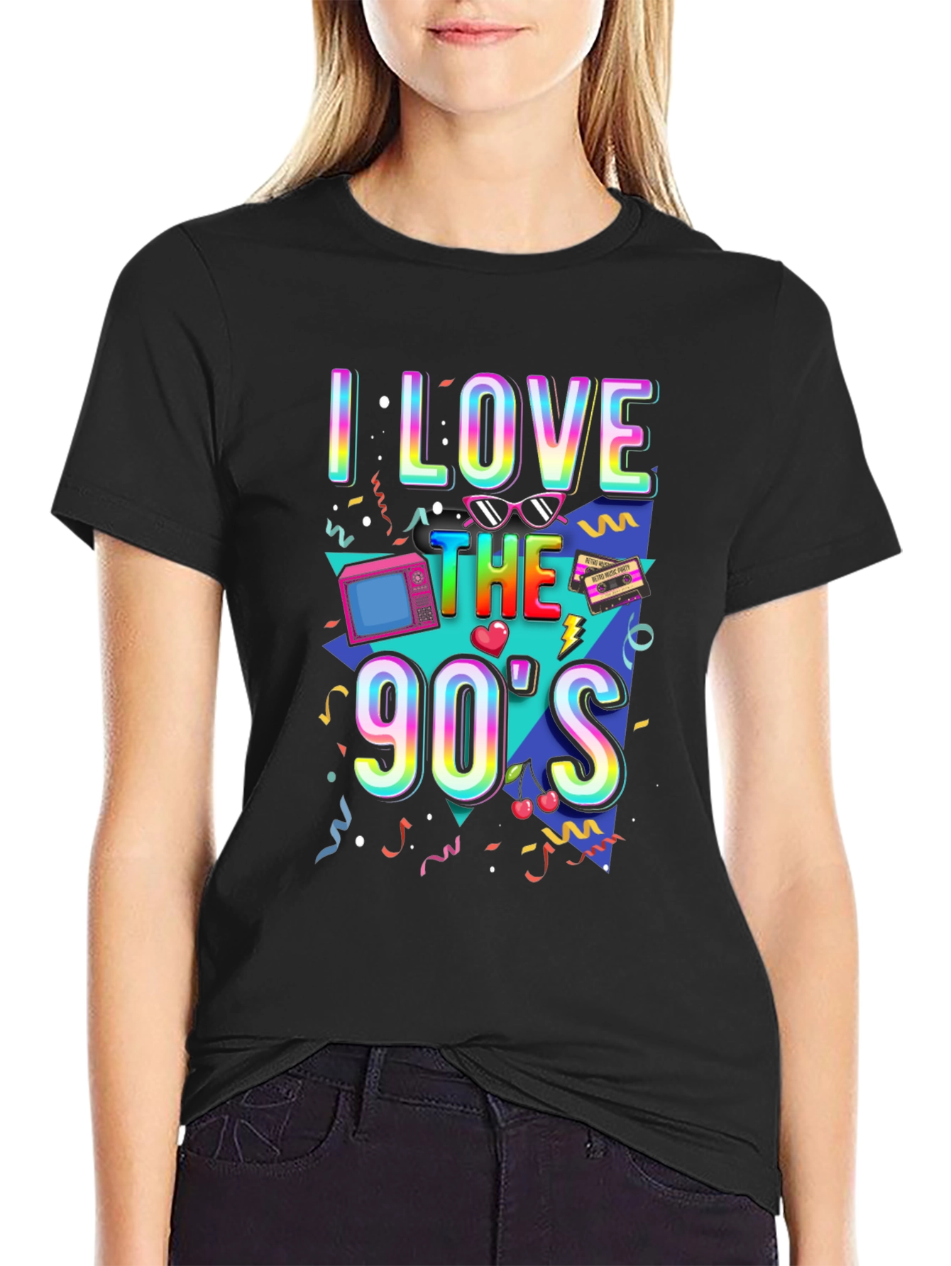 Black I Love The 90's T-Shirt view 2