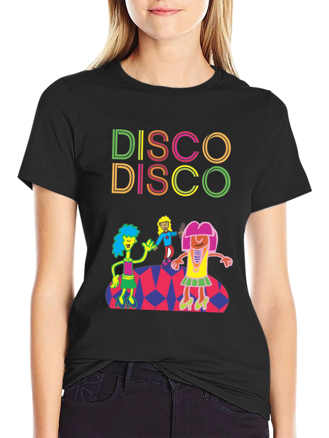 Black Retro Disco T-Shirt - Dance Party Tee view 2