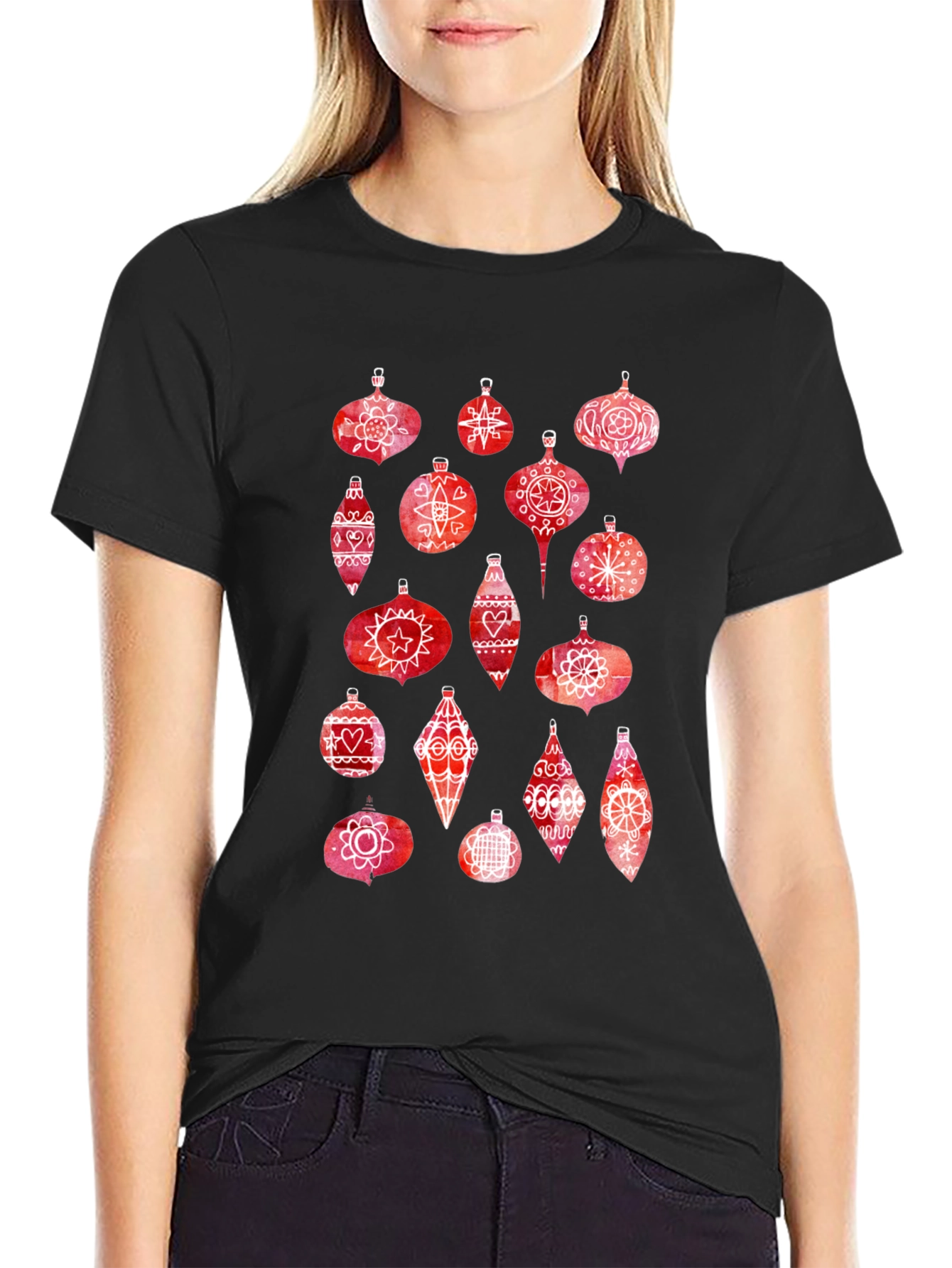 Black Holiday Ornament T-Shirt view 2