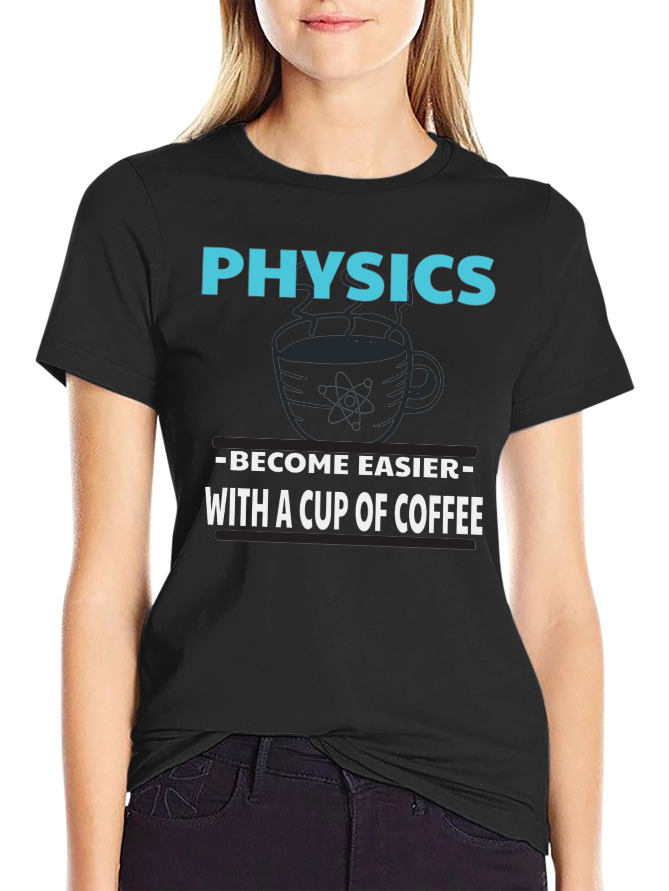 Black Physics & Coffee T-Shirt - Become Easier With a Cup of Coffee view 2