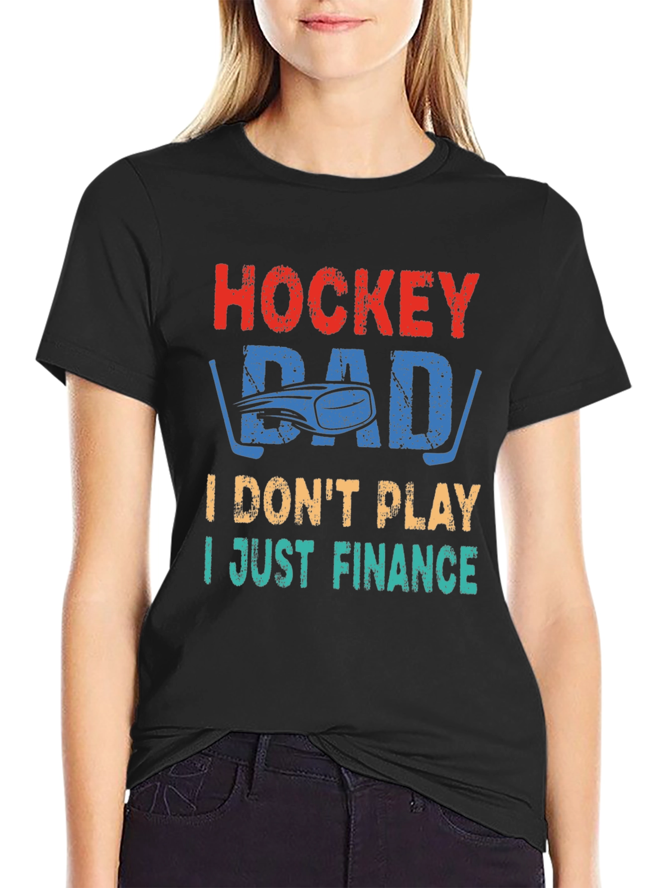 Black Hockey Dad T-Shirt - I Just Finance view 2