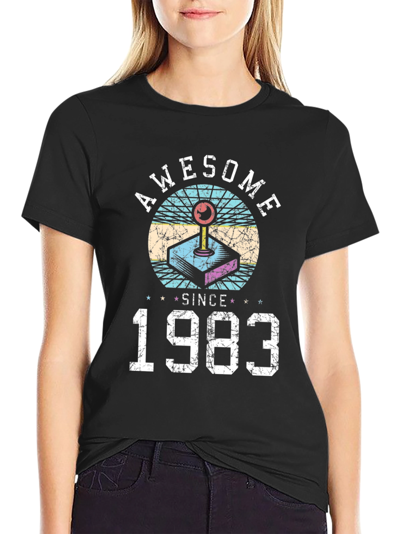 Black Awesome Since 1983 T-Shirt view 2