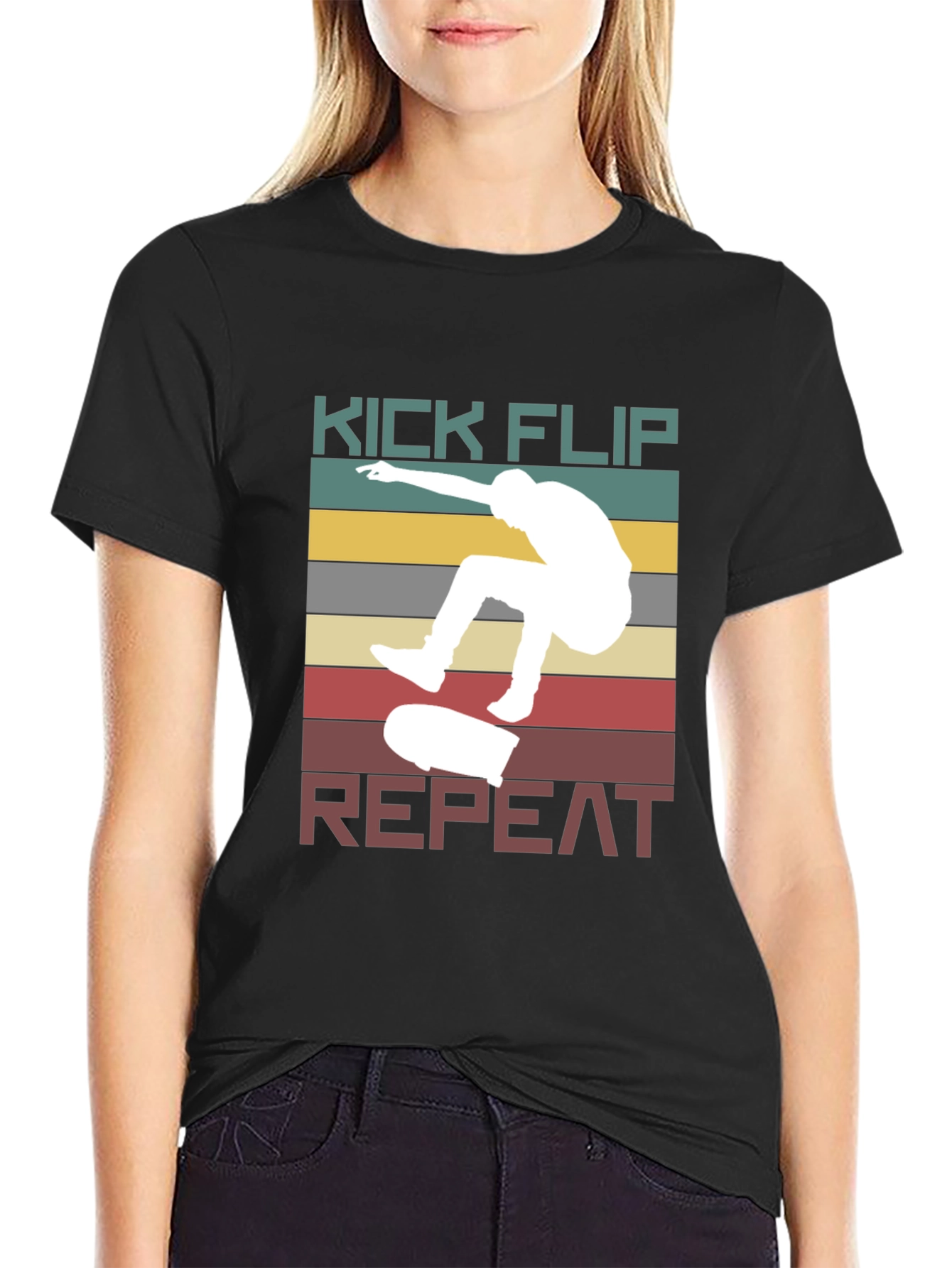 Black Kick Flip Repeat Graphic Tee view 2