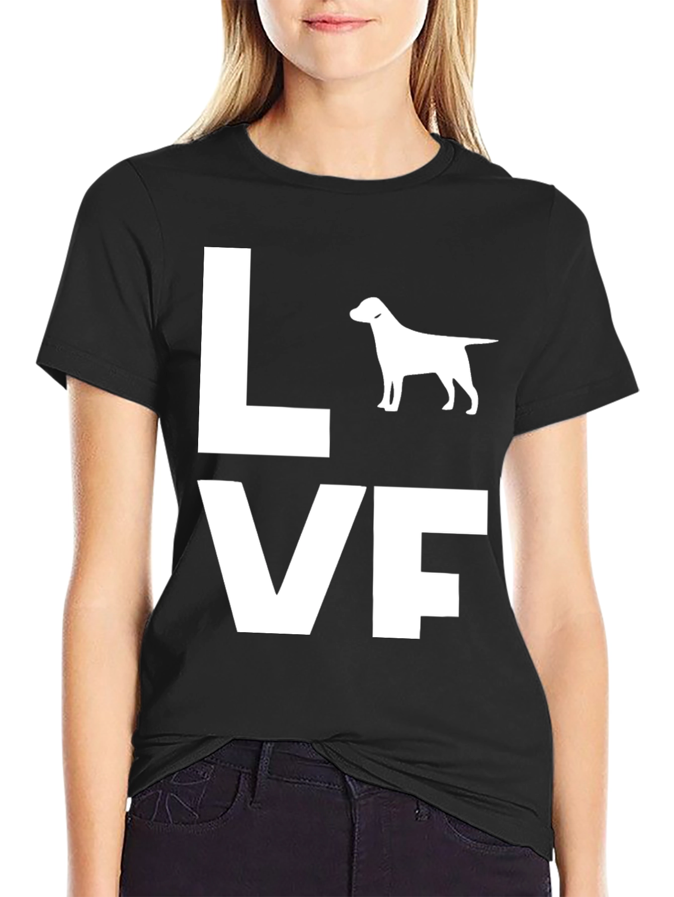 Black Love Dog Breed Graphic Tee - Black view 2