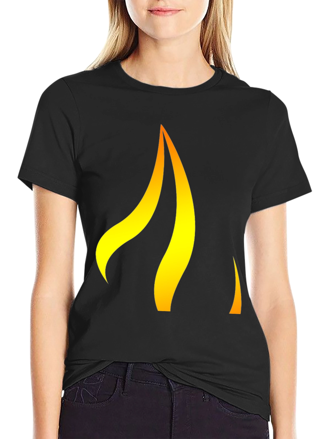 Black Flame Graphic Black T-Shirt view 2