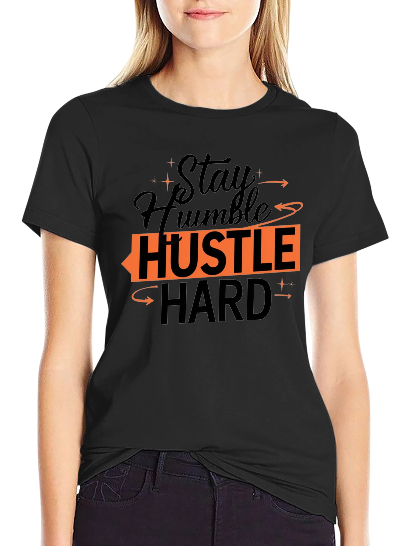 Black Stay Humble Hustle Hard Graphic Tee view 2