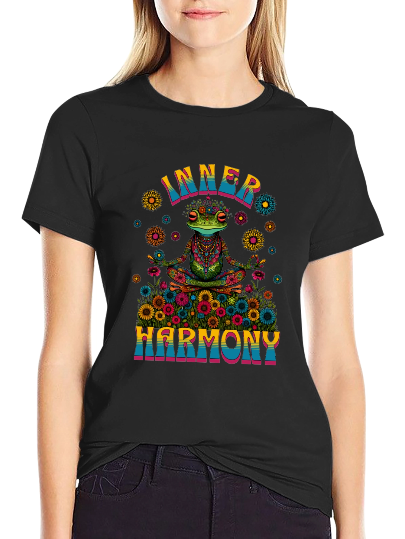 Black Inner Harmony Frog Graphic T-Shirt view 2