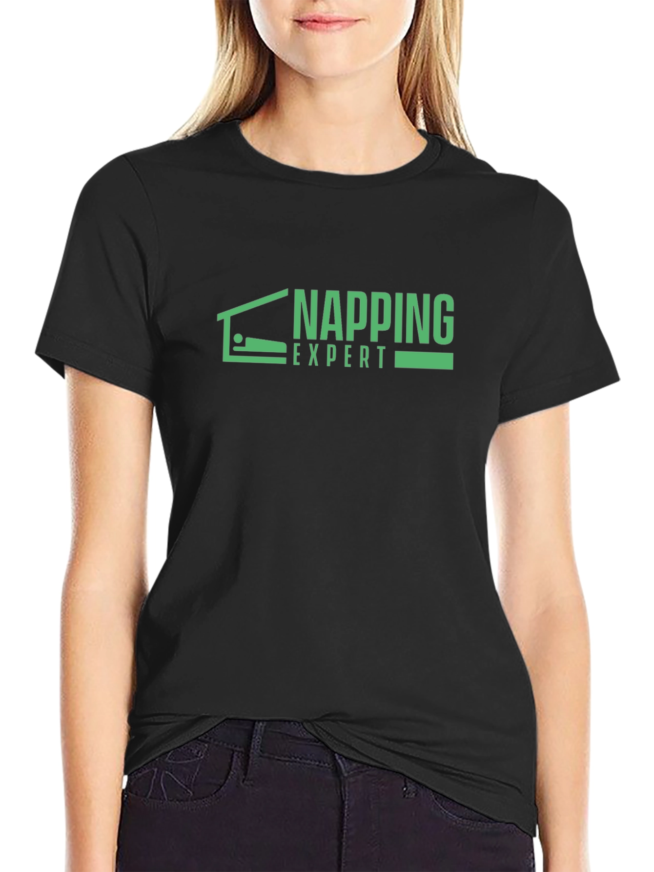 Black Napping Expert Graphic Tee - Black Casual T-Shirt view 2