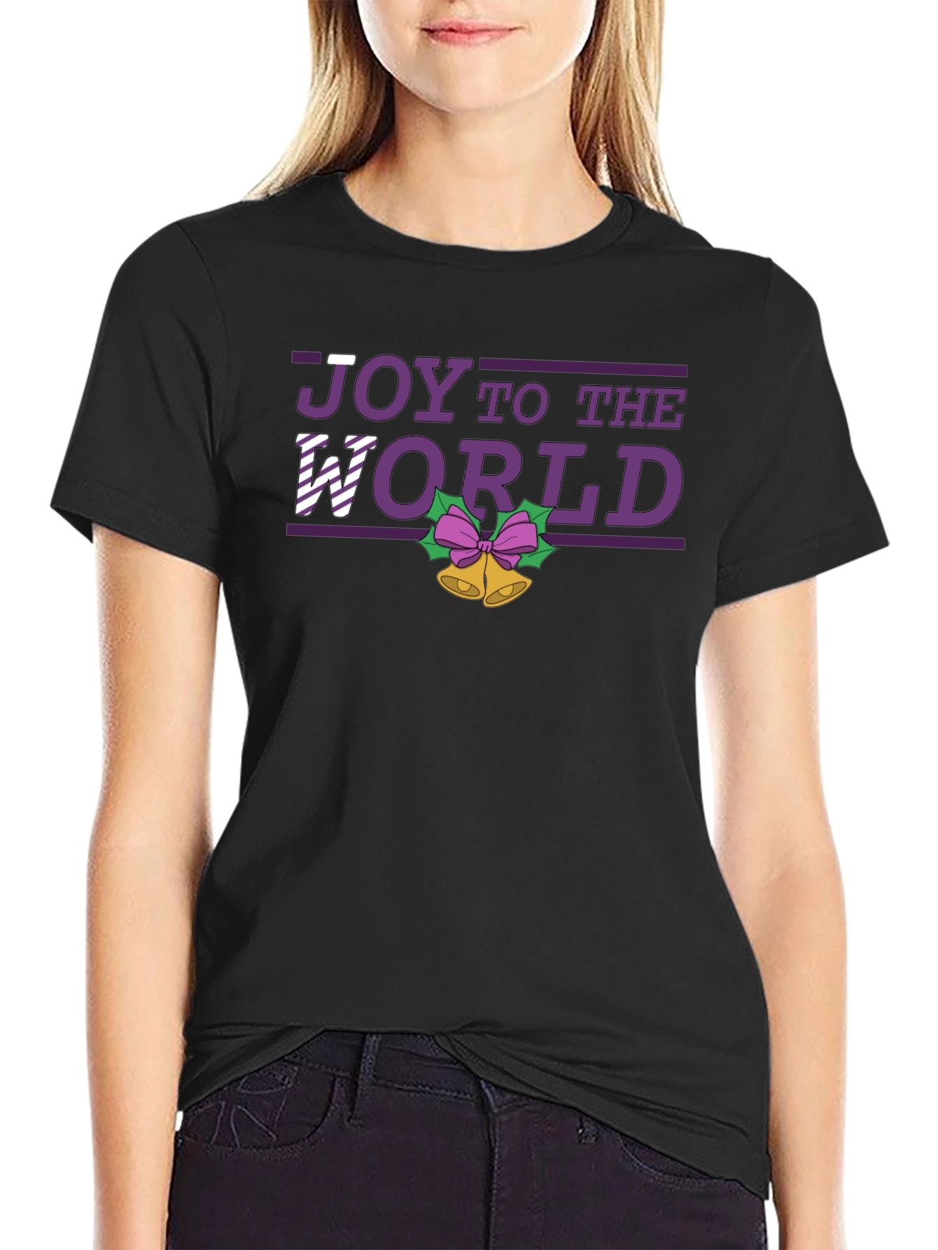 Black Joy To The World Holiday T-Shirt view 2