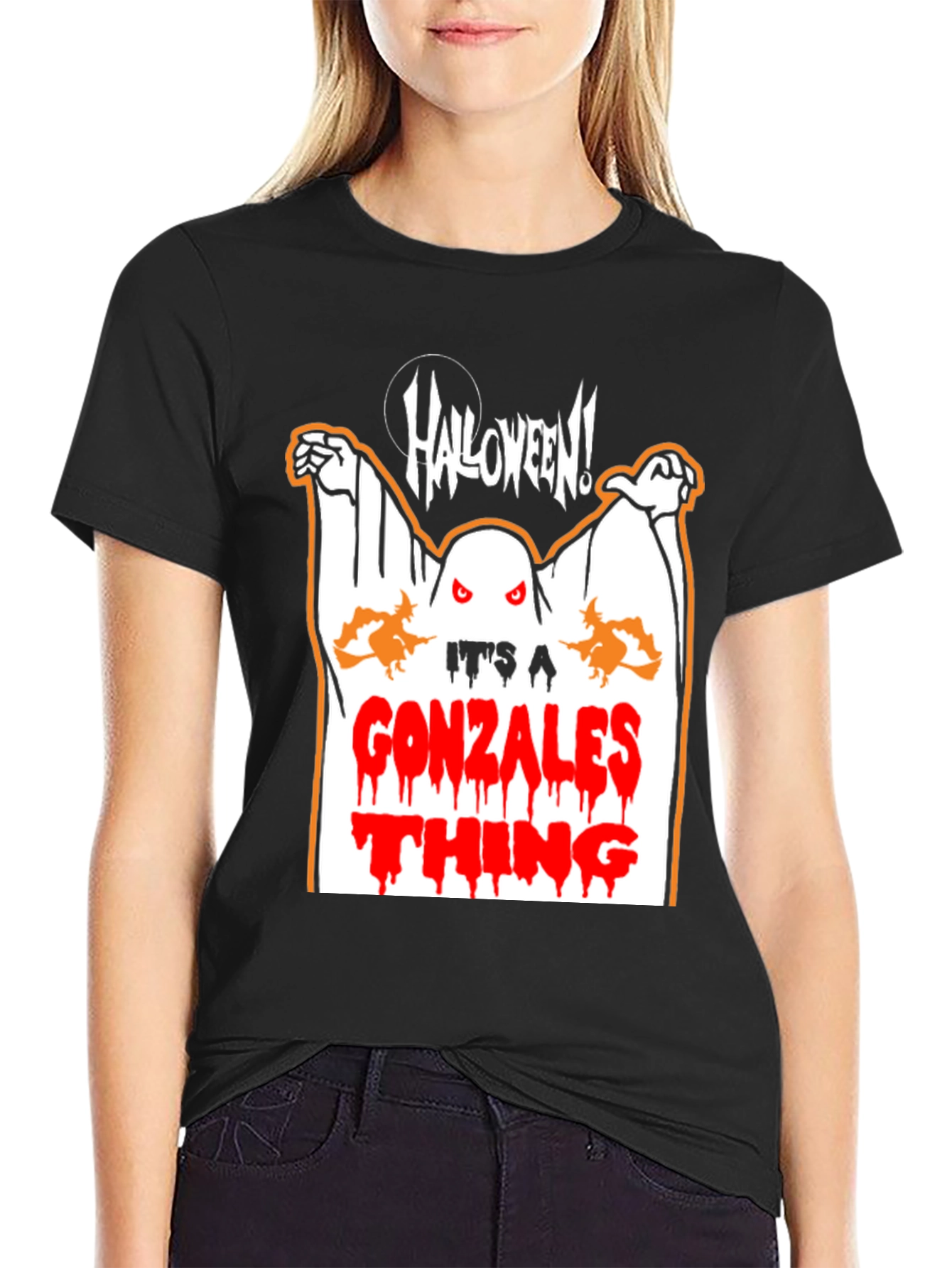 Black Gonzalez Halloween Ghost T-Shirt view 2