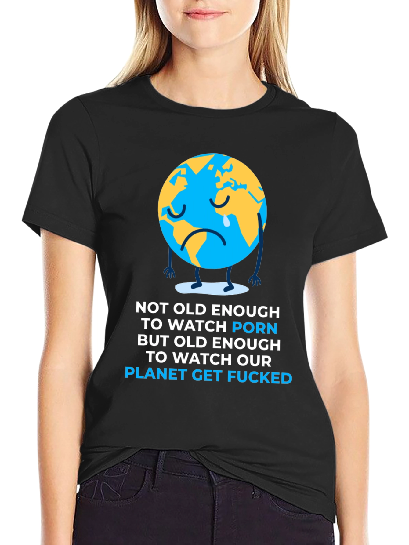 Black Sad Earth Graphic T-Shirt view 2