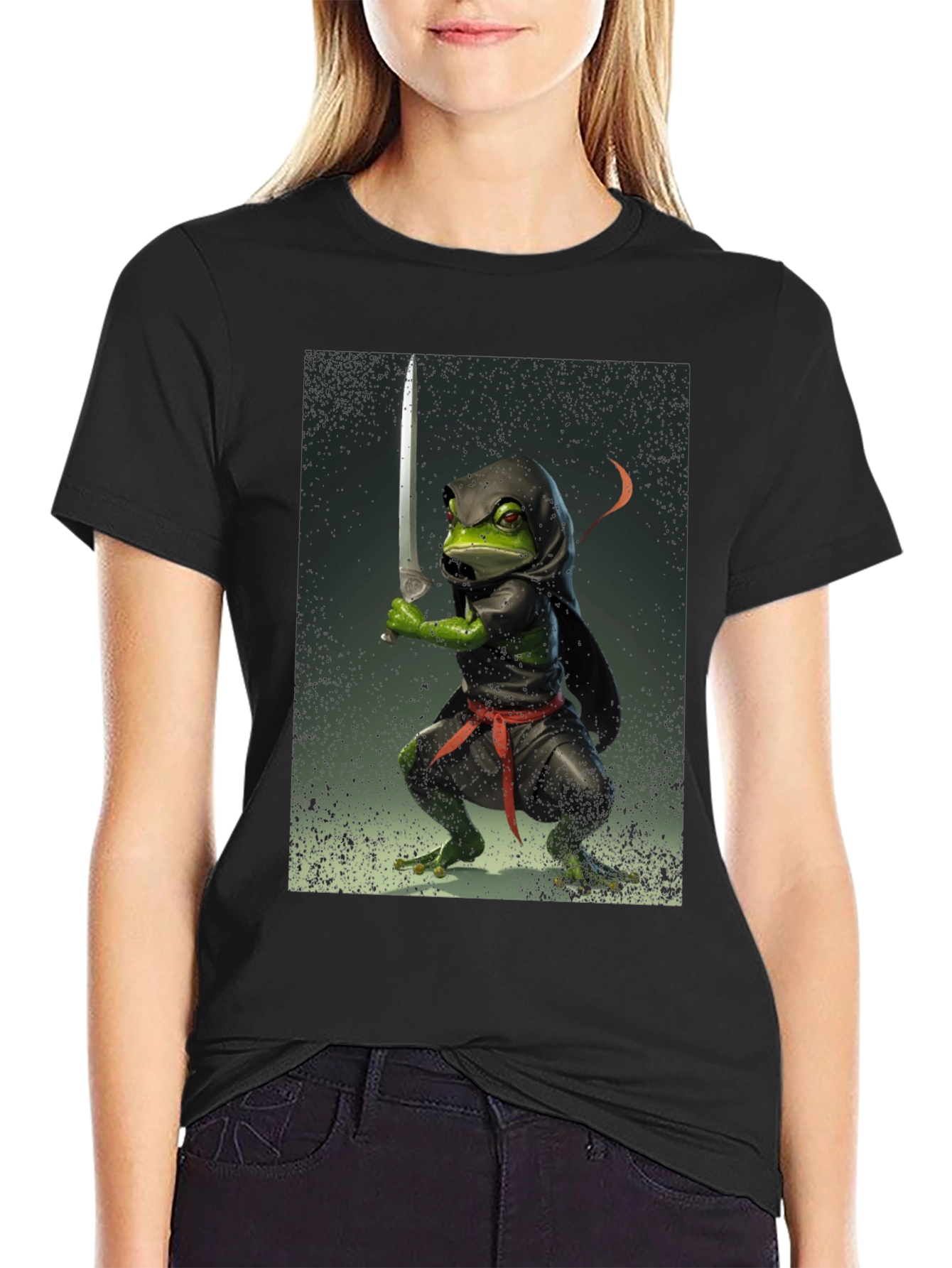 Black Ninja Frog T-Shirt - Funny Graphic Tee view 2