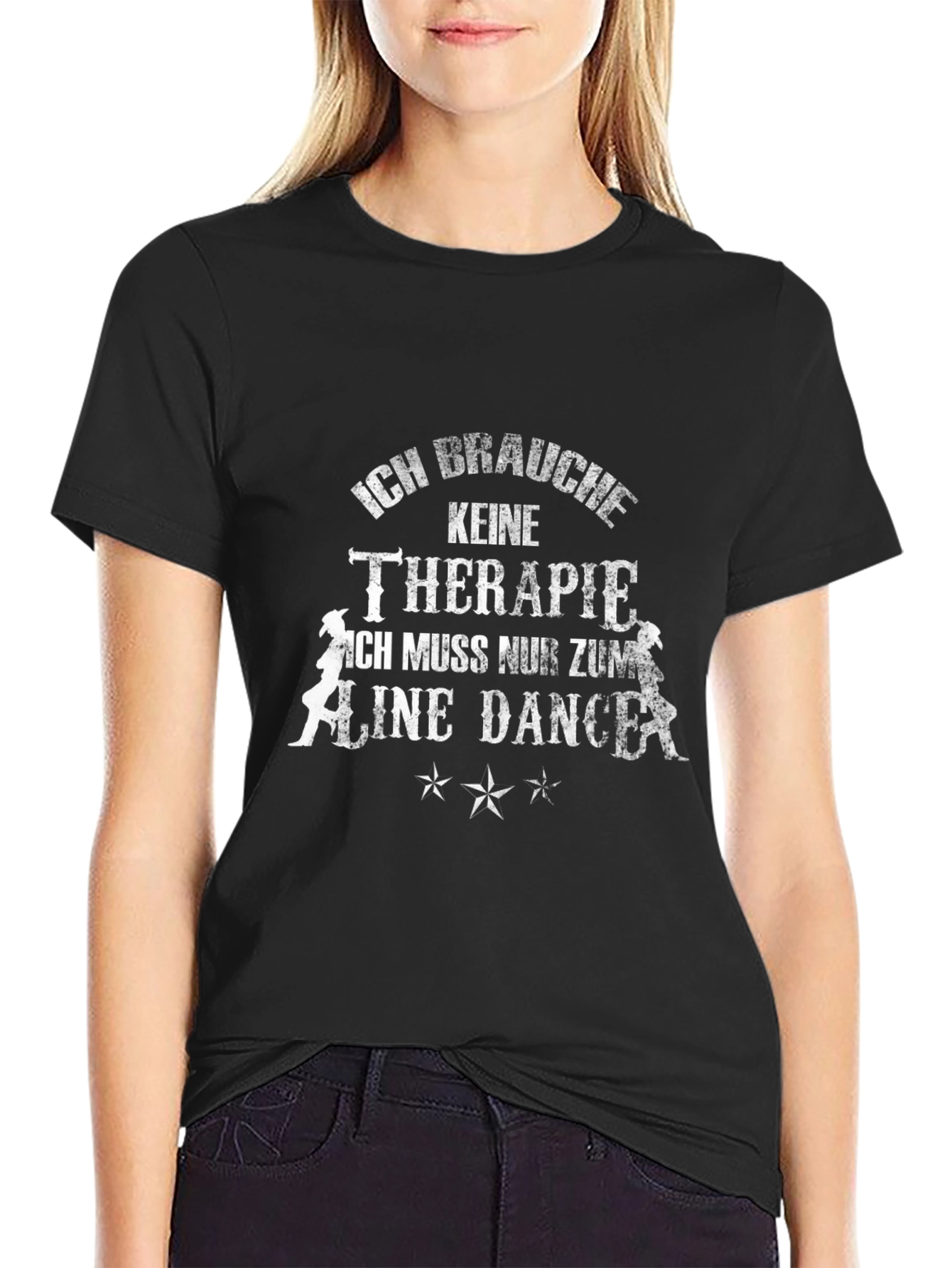 Black Line Dancer Therapy T-Shirt - Black Cotton Tee view 2