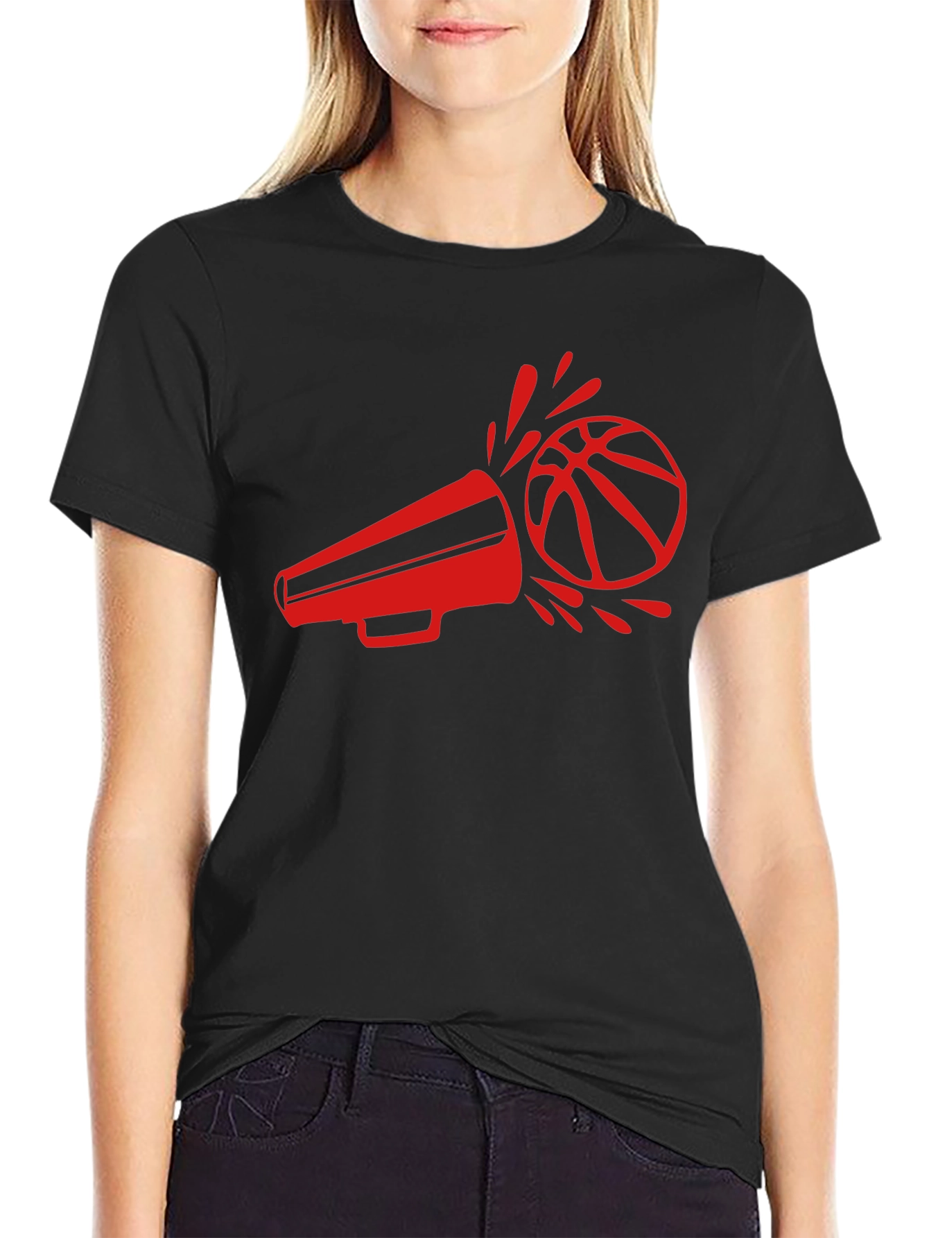 Black Basketball Megaphone Graphic Tee view 2