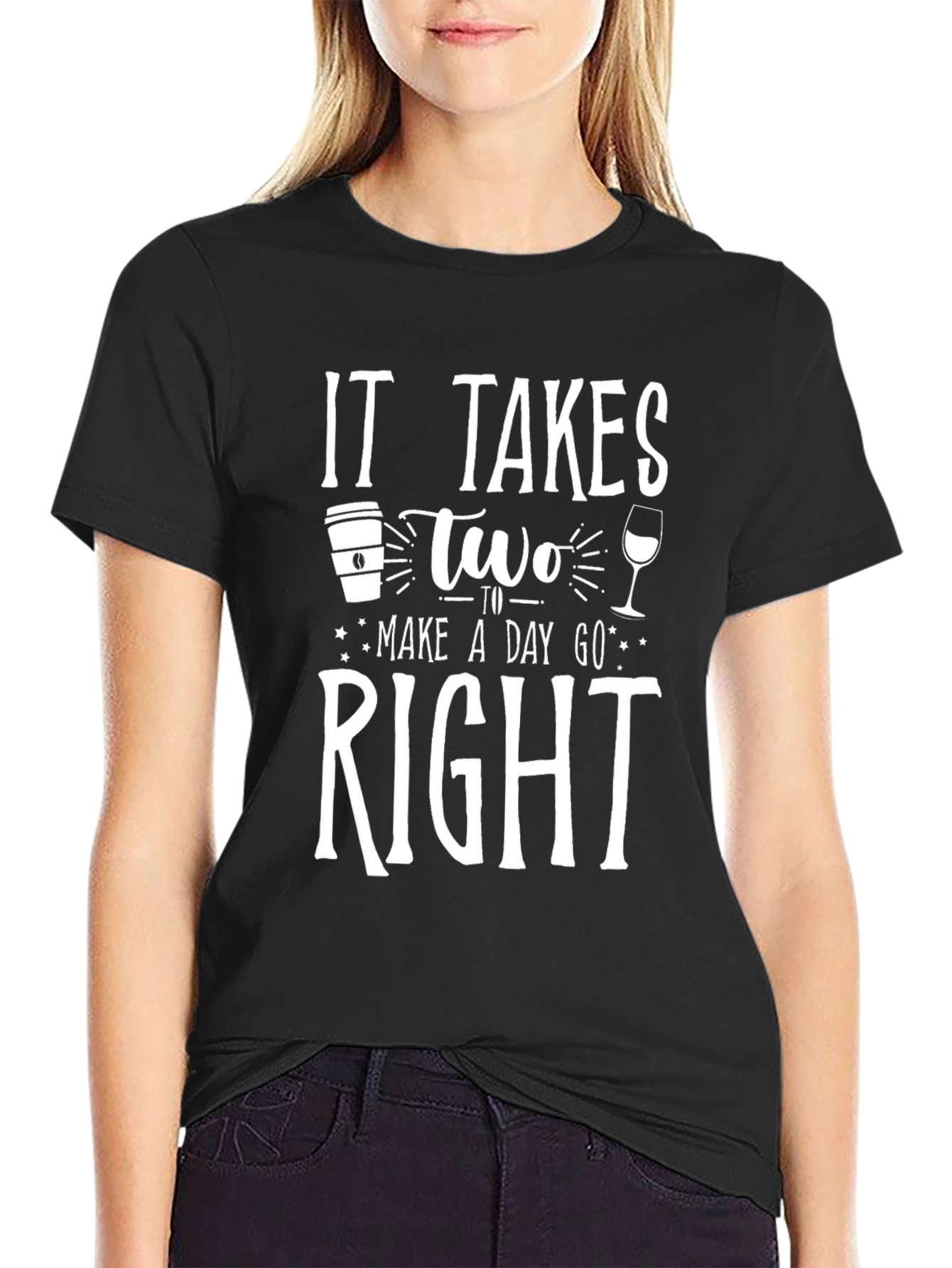 Black It Takes Two Right T-Shirt view 2