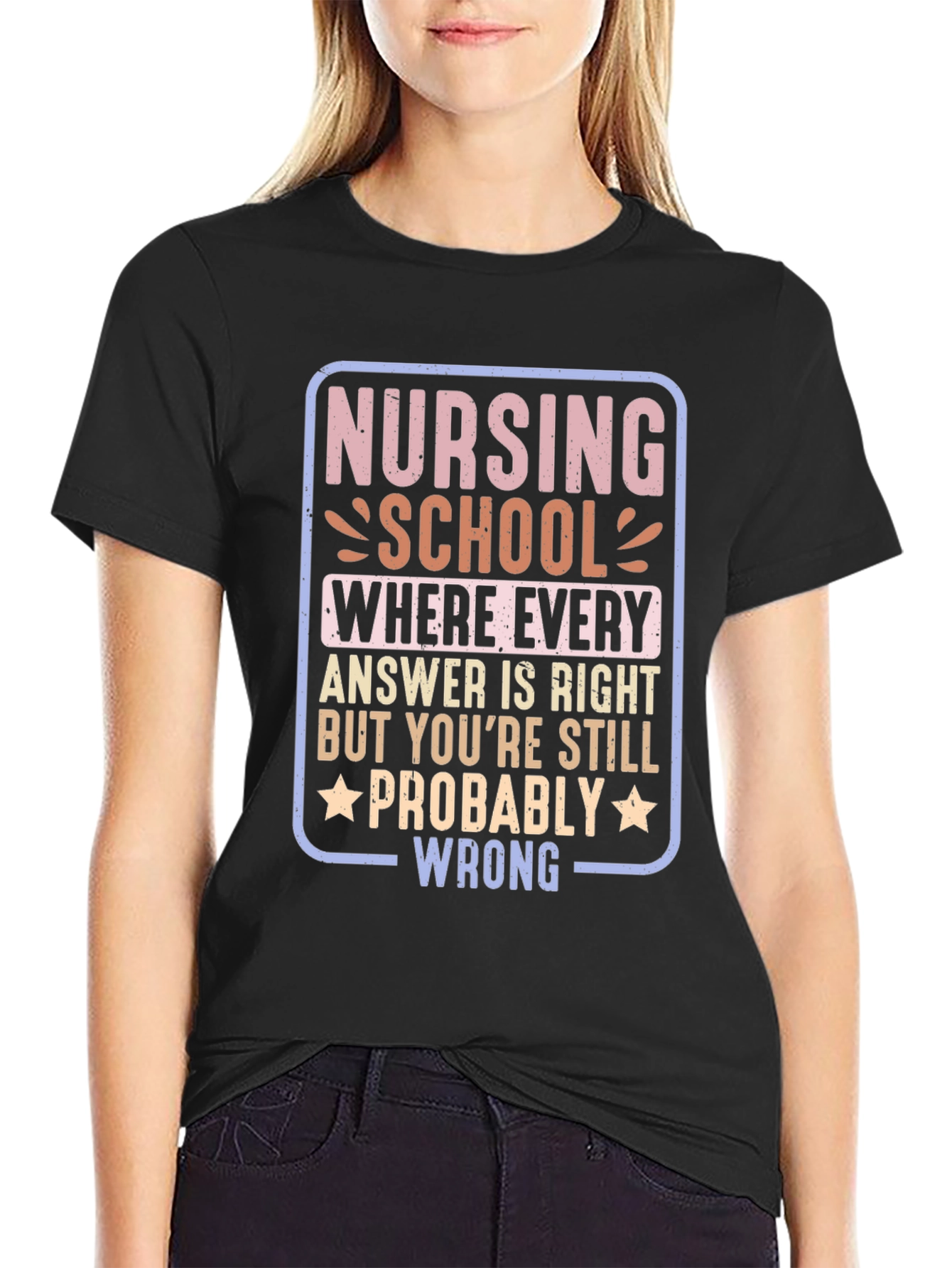 Black Nursing School T-Shirt - Funny Nurse Student Tee view 2