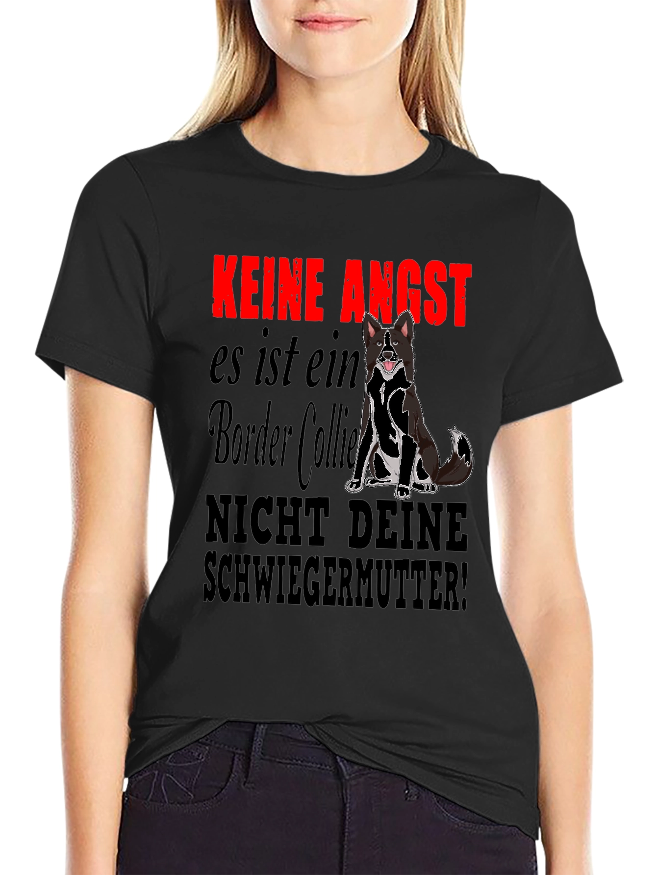 Black Keine Angst Border Collie Graphic T-Shirt view 2