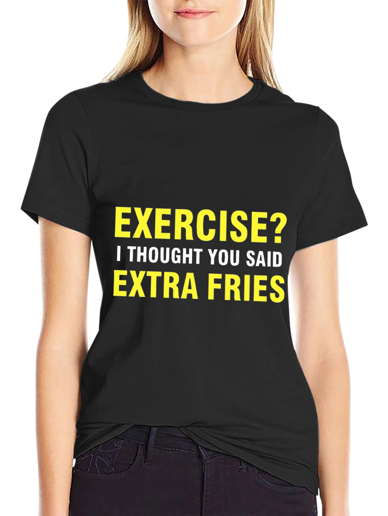 Black Exercise? Extra Fries Black Graphic Tee view 2