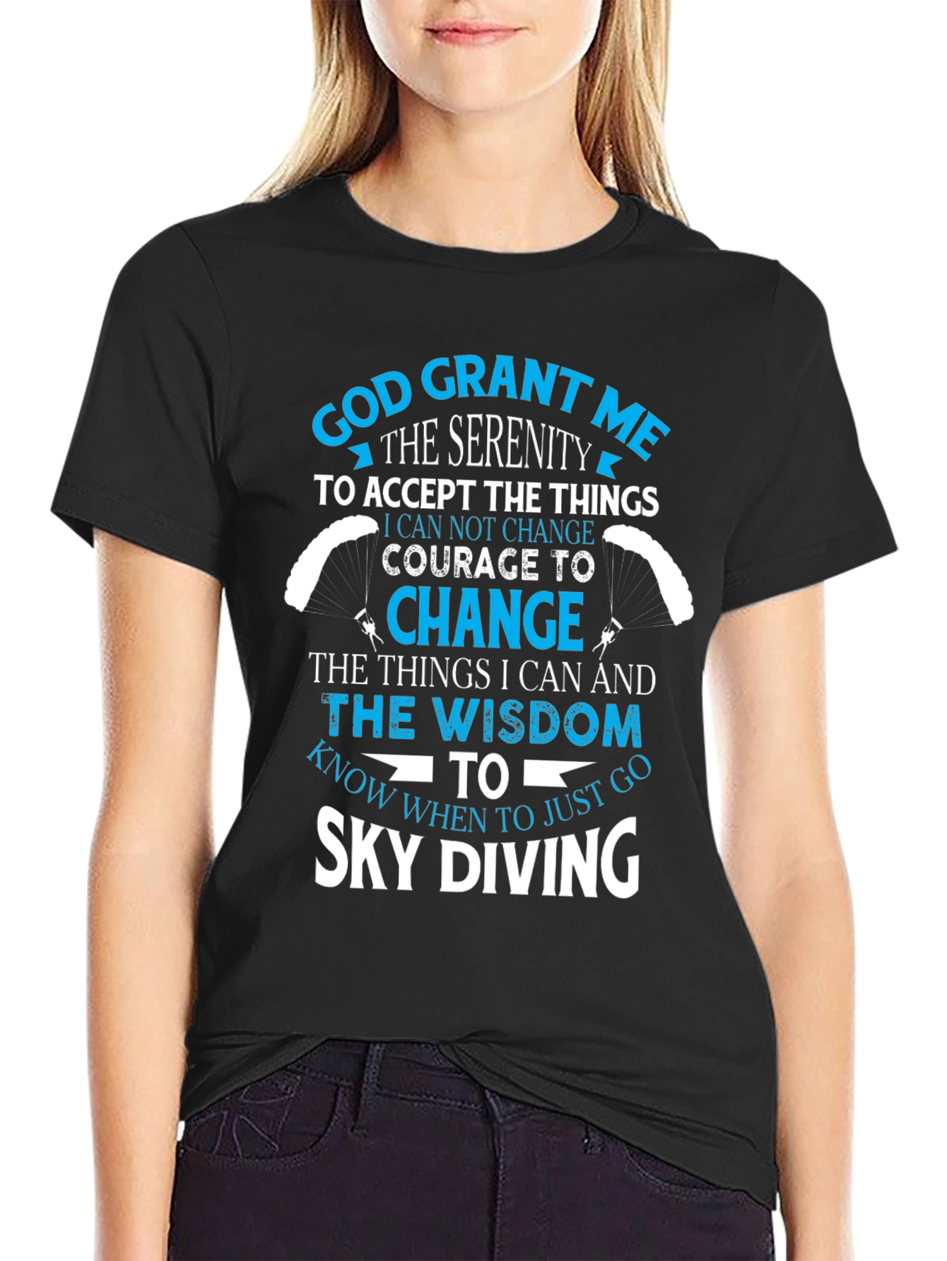 Black Sky Diving Serenity Prayer Graphic T-Shirt view 2
