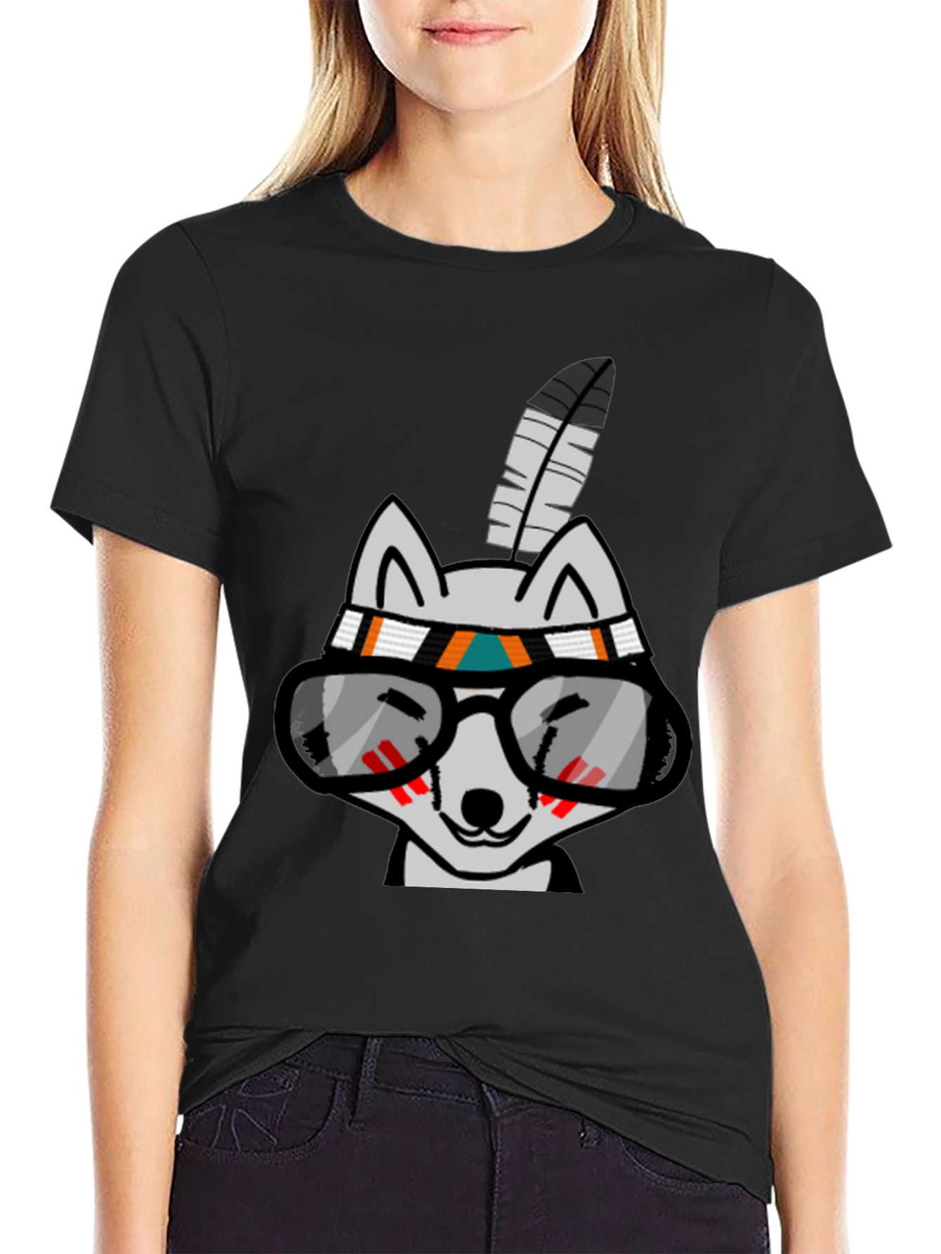 Cool Cartoon Wolf with Glasses T-Shirt - 2