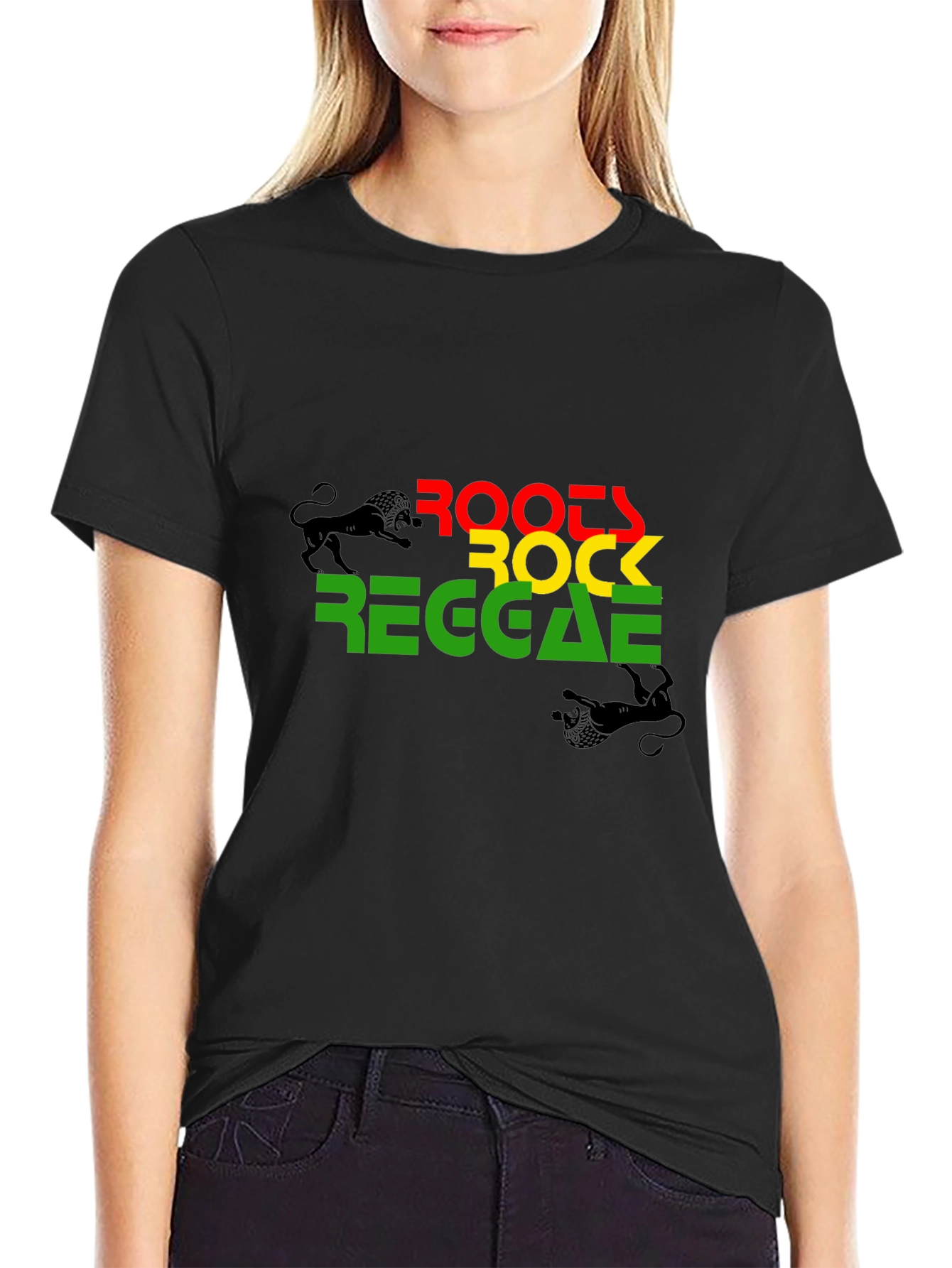 Black Roots Rock Reggae Graphic T-Shirt view 2