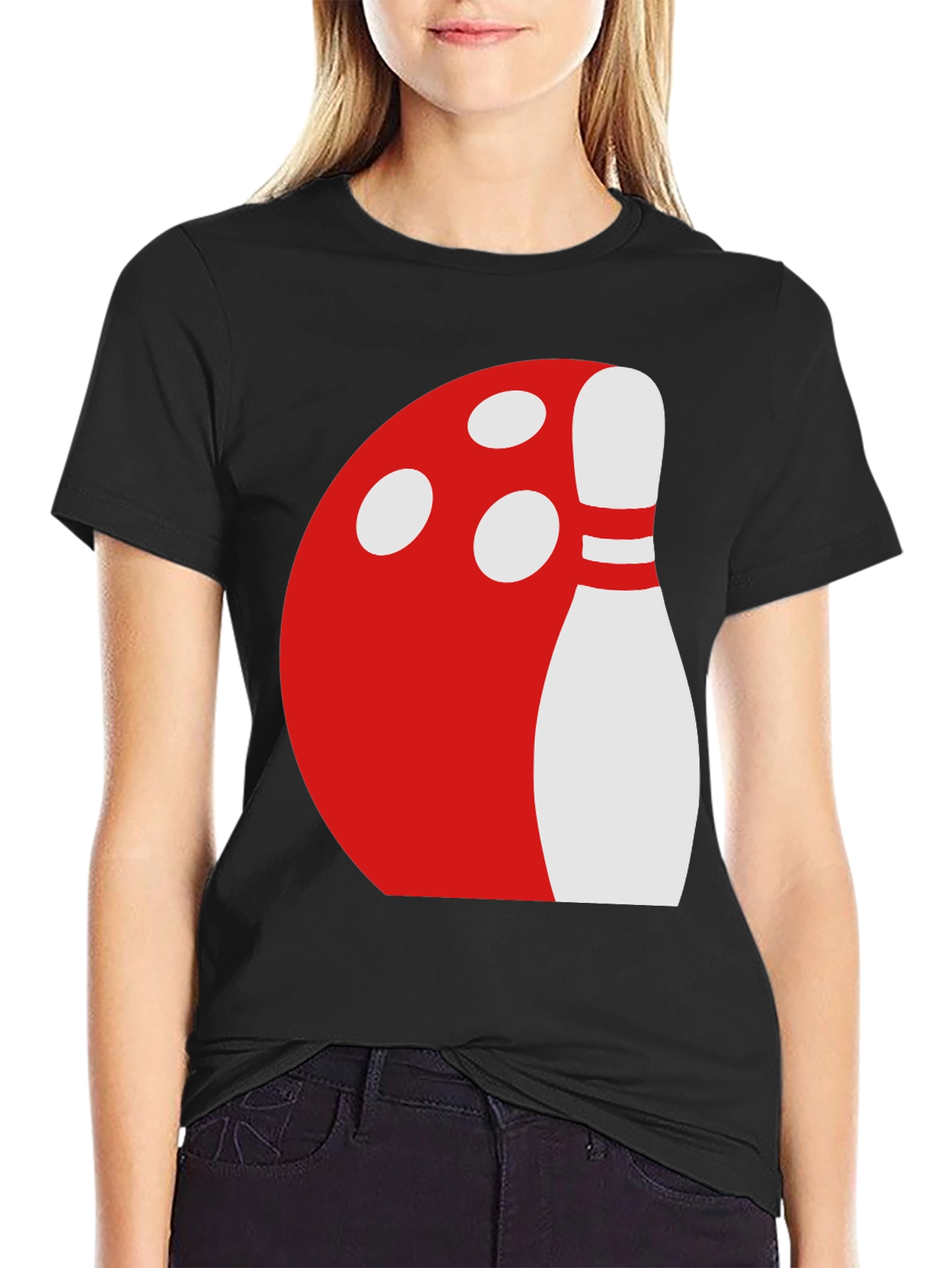Black Bowling Ball & Pin Graphic Tee - Black view 2