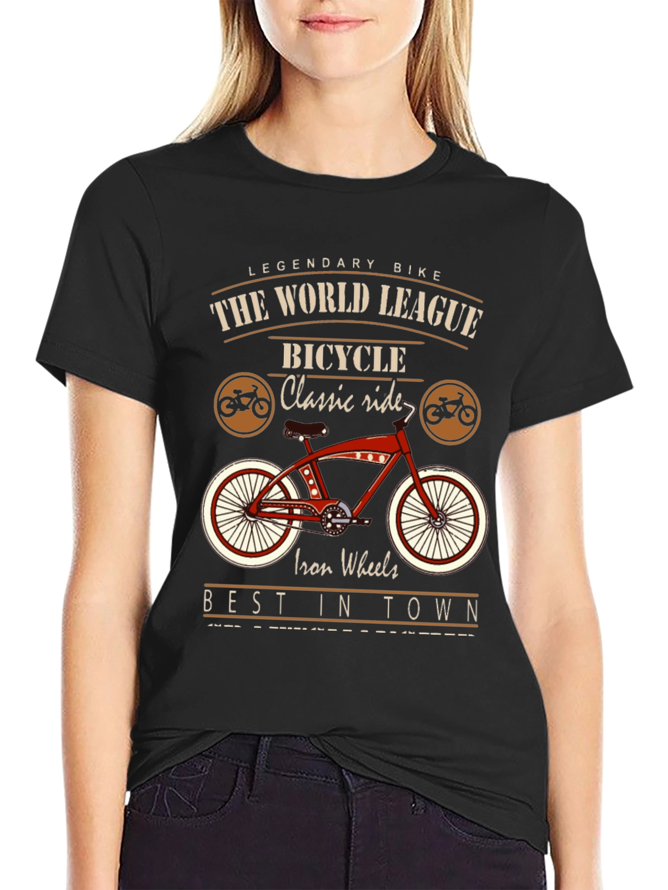 Black Vintage Bicycle T-Shirt: Classic Ride view 2