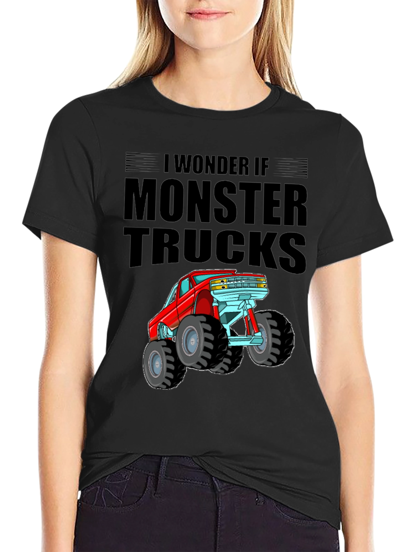 Black Monster Truck Graphic Tee - Black Cotton T-Shirt view 2