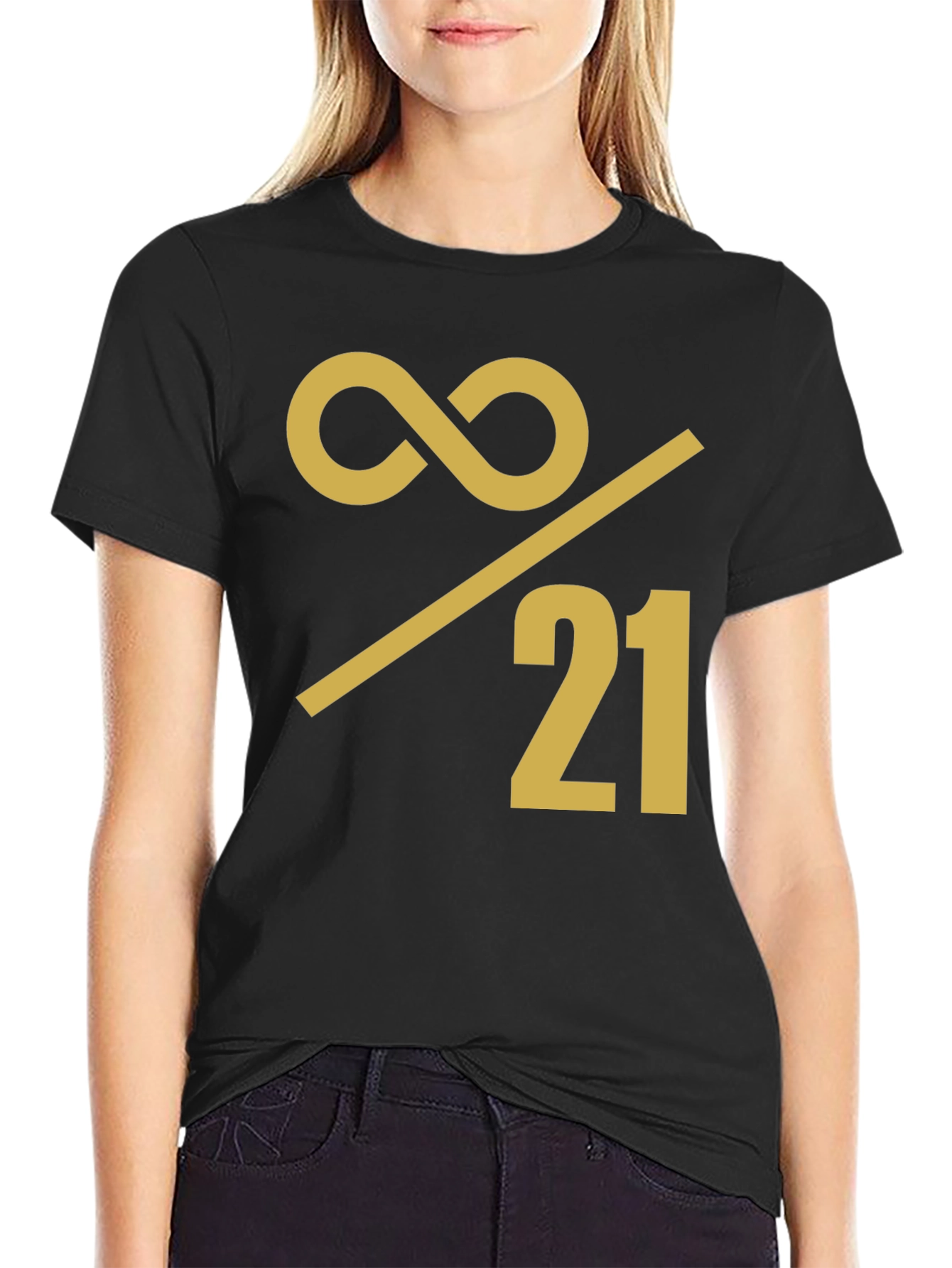 Black Infinity Over 21 Graphic Tee - Bold Statement Shirt view 2