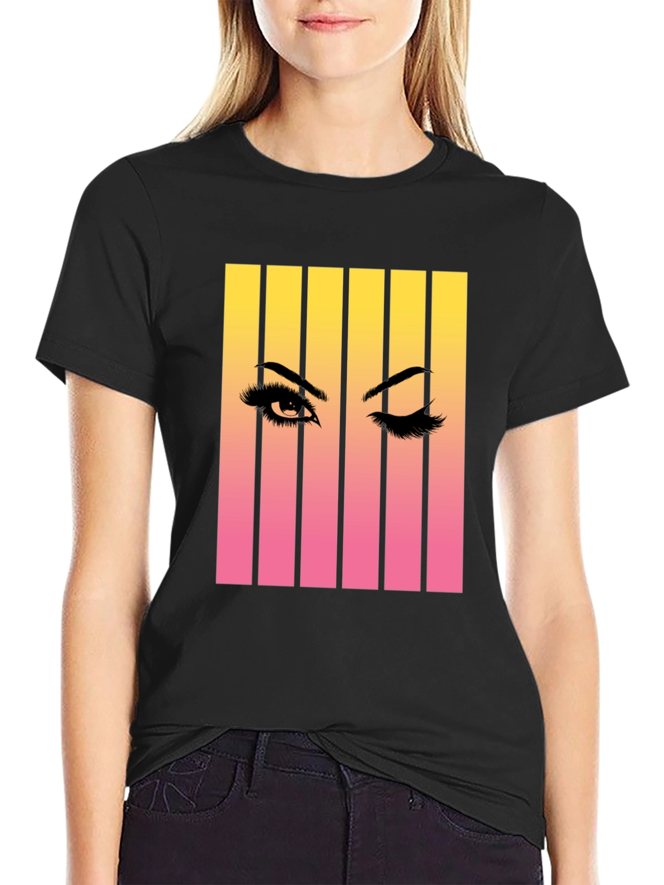 Black Eye Wink Graphic Tee - Retro Style Unisex T-Shirt view 2