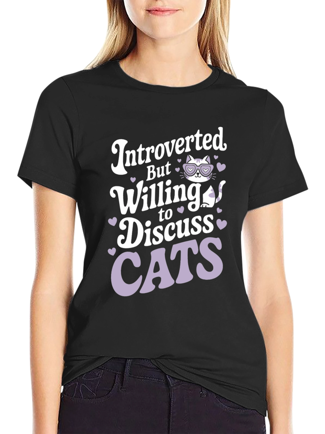 Black Introverted Cat Lover T-Shirt view 2