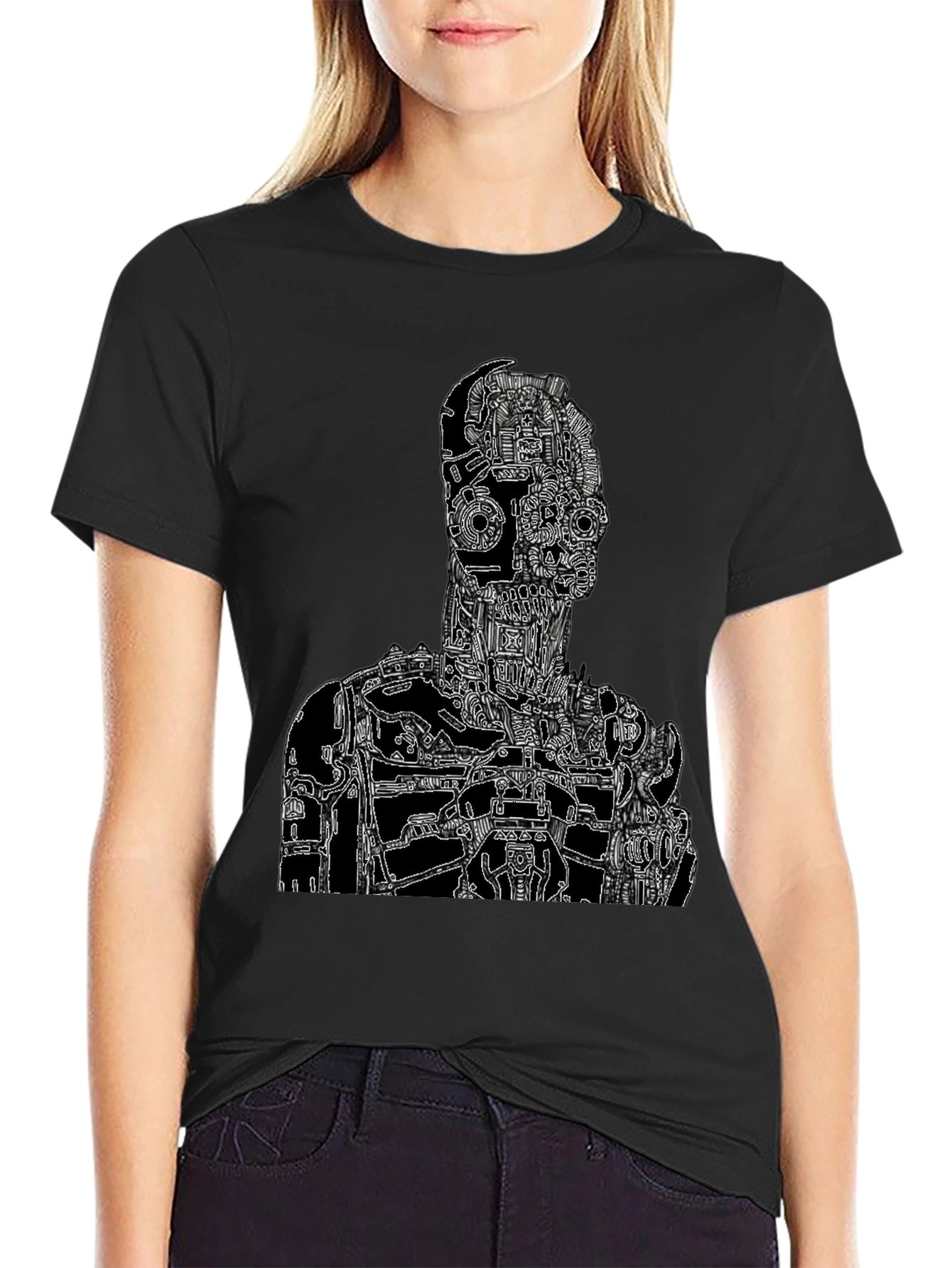 Black Robotic Anatomy Graphic Tee - Black view 2