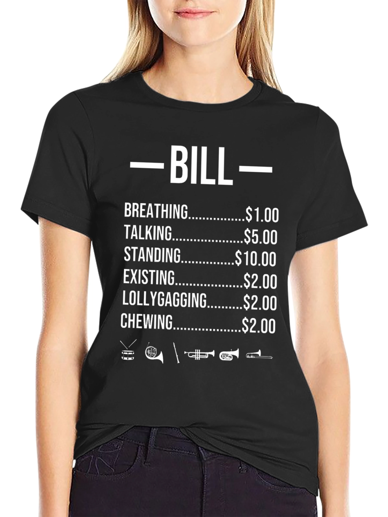 Black Bill T-Shirt: Breathing, Talking, Standing - Funny Graphic Tee view 2