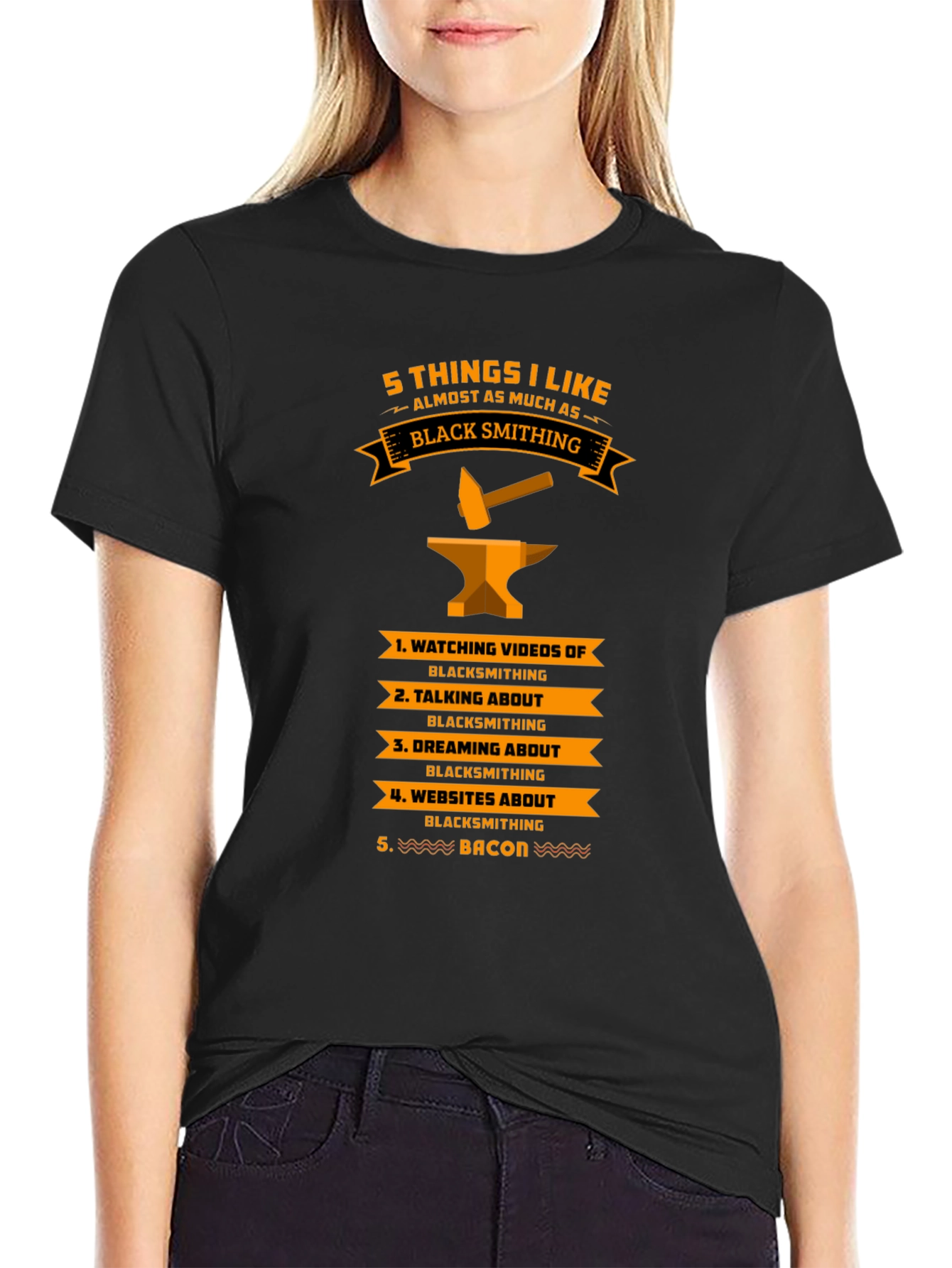 Black Blacksmithing Fan T-Shirt - 5 Things I Like view 2