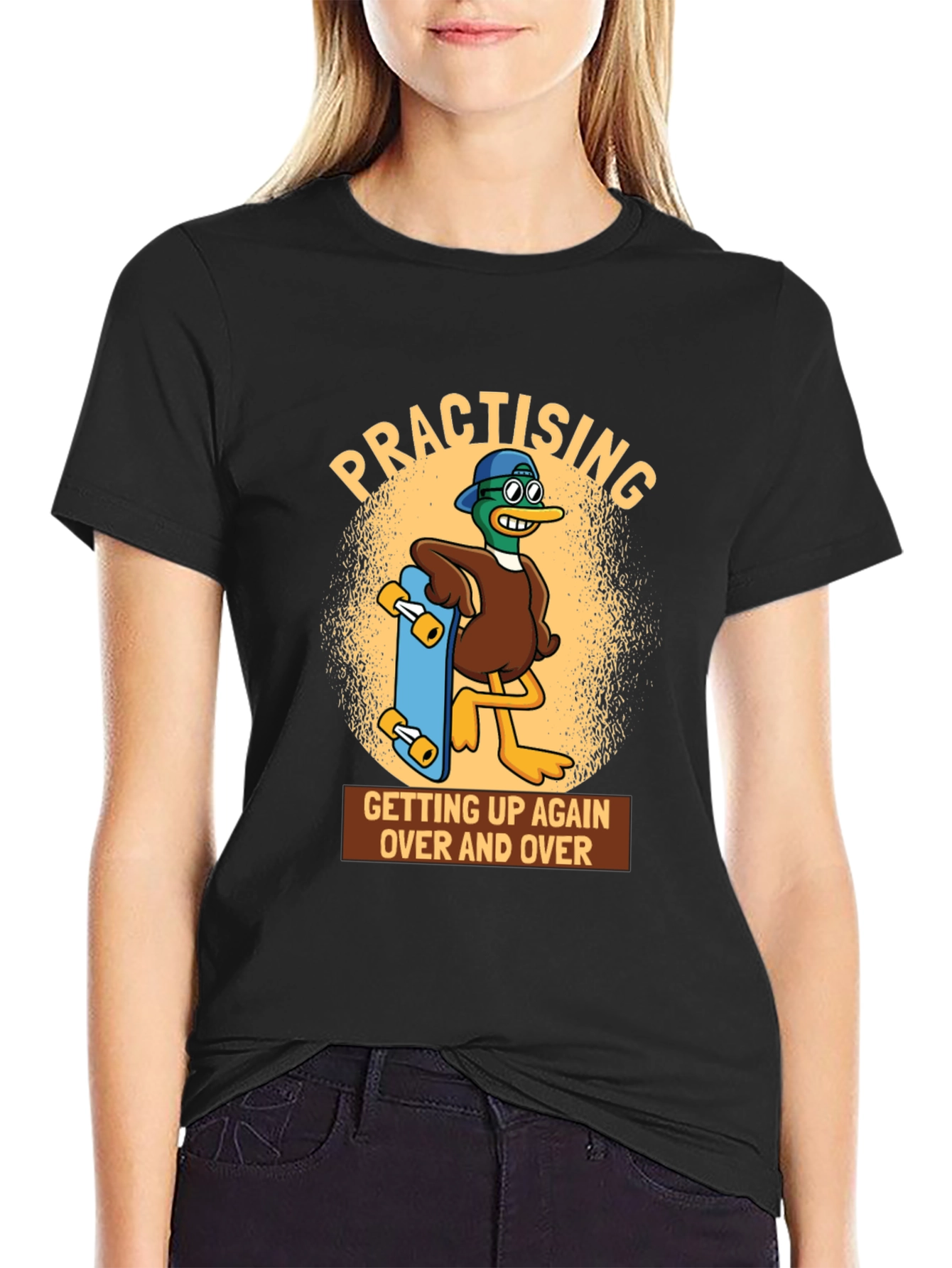 Black Practising Duck Graphic T-Shirt view 2