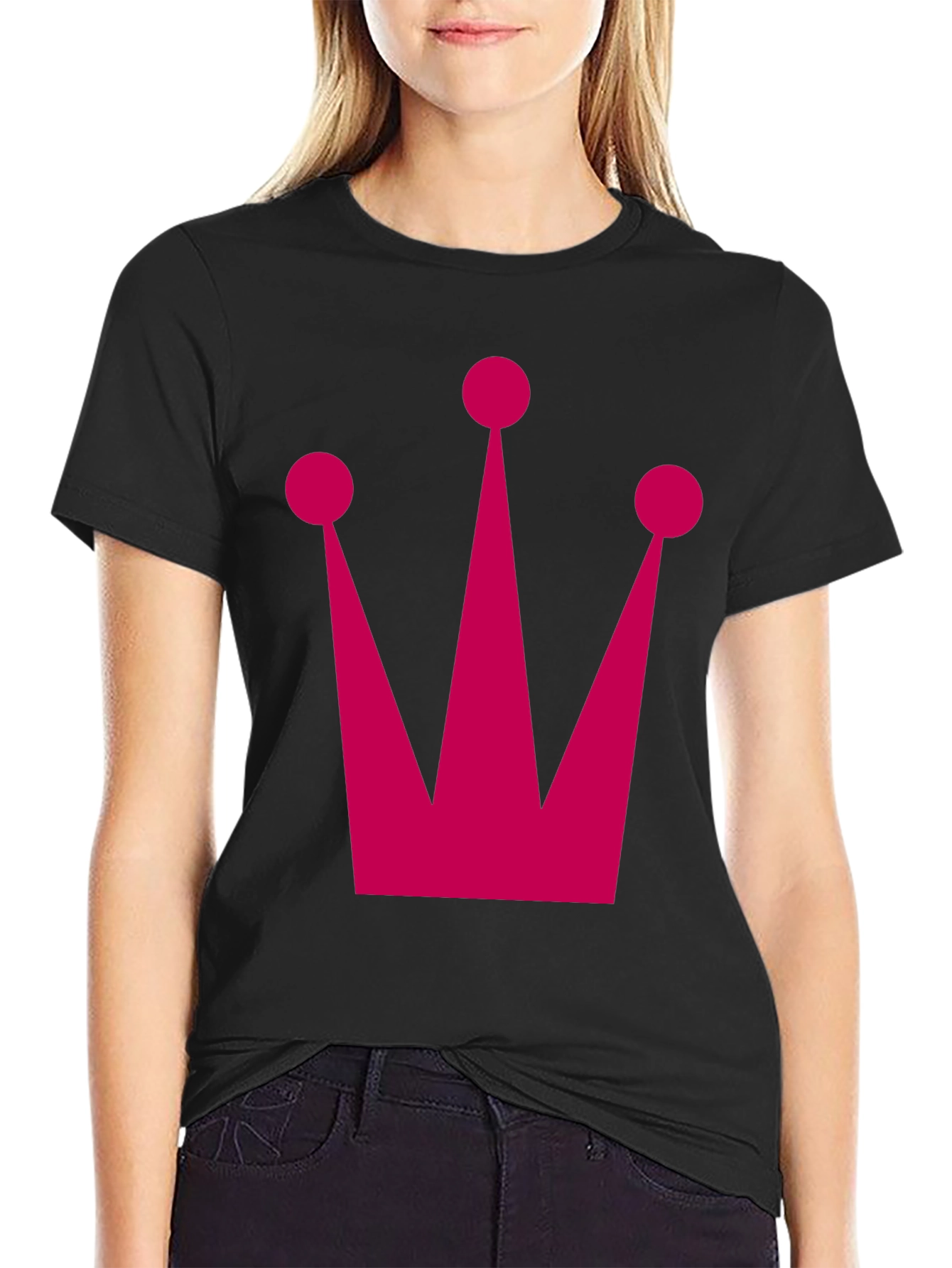 Black Crown Graphic Tee - Classic Black Cotton T-Shirt view 2