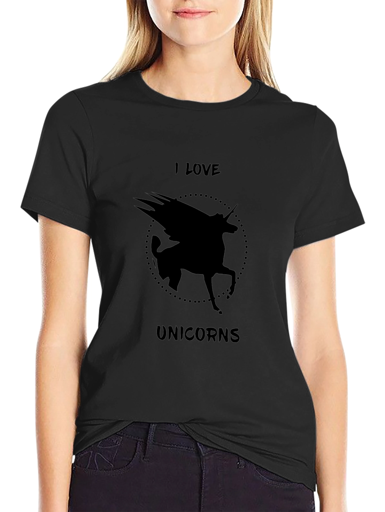 Black I Love Unicorns Black Graphic Tee view 2