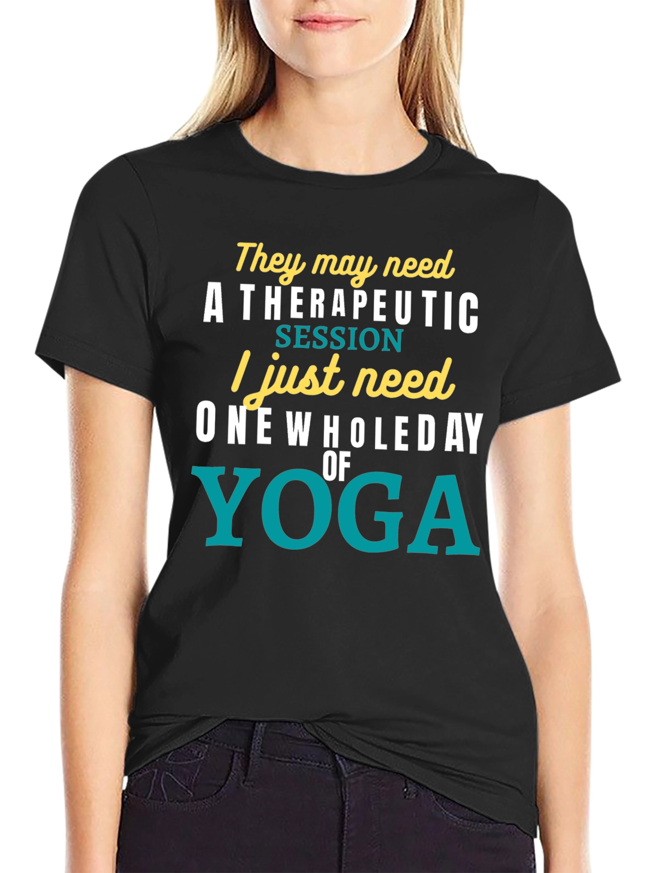Black Yoga Lover's T-Shirt: One Whole Day of Relaxation view 2