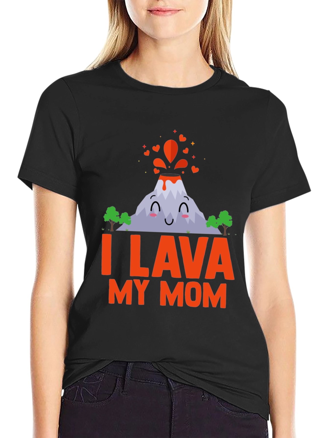 Black I Lava My Mom T-Shirt - Cute Volcano Design view 2