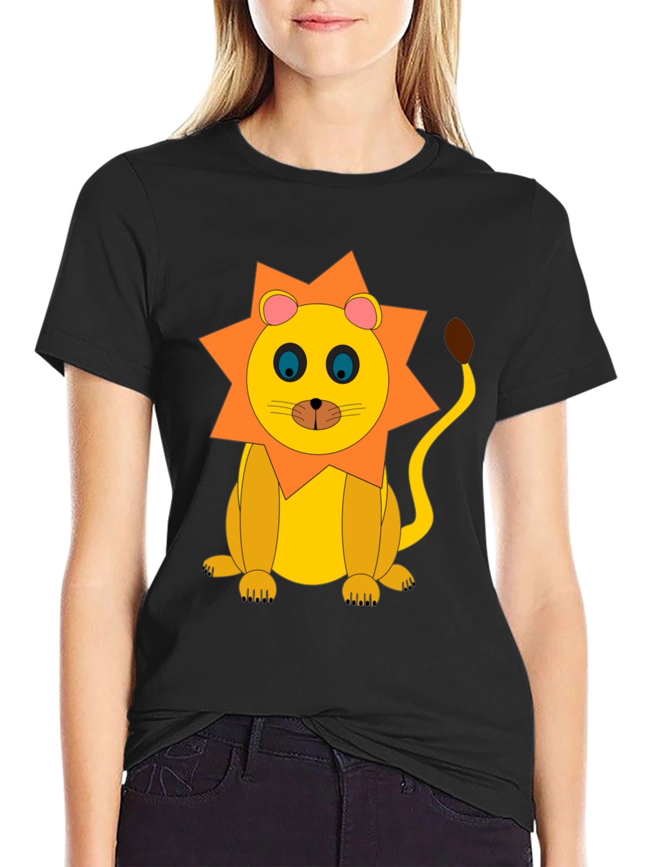 Black Lion Graphic Tee - Black Cotton T-Shirt view 2