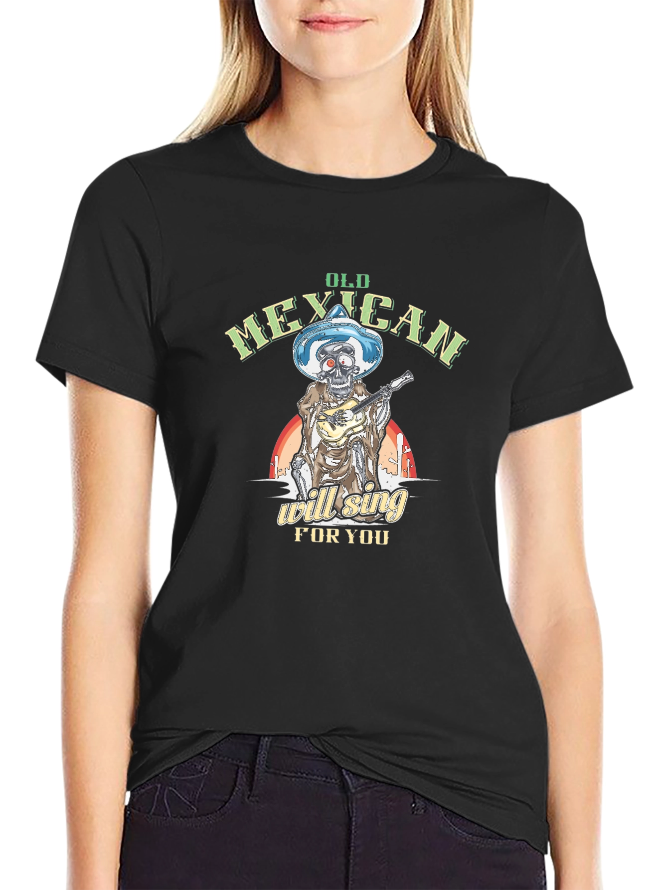 Black Old Mexican Will Sing For You T-Shirt view 2