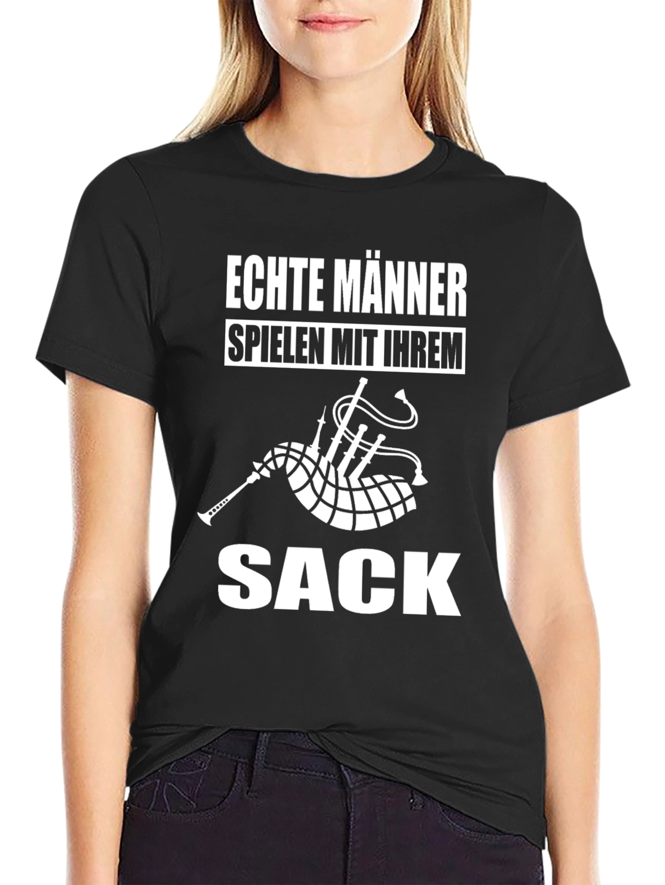 Black Echte Männer Sack Black T-Shirt view 2