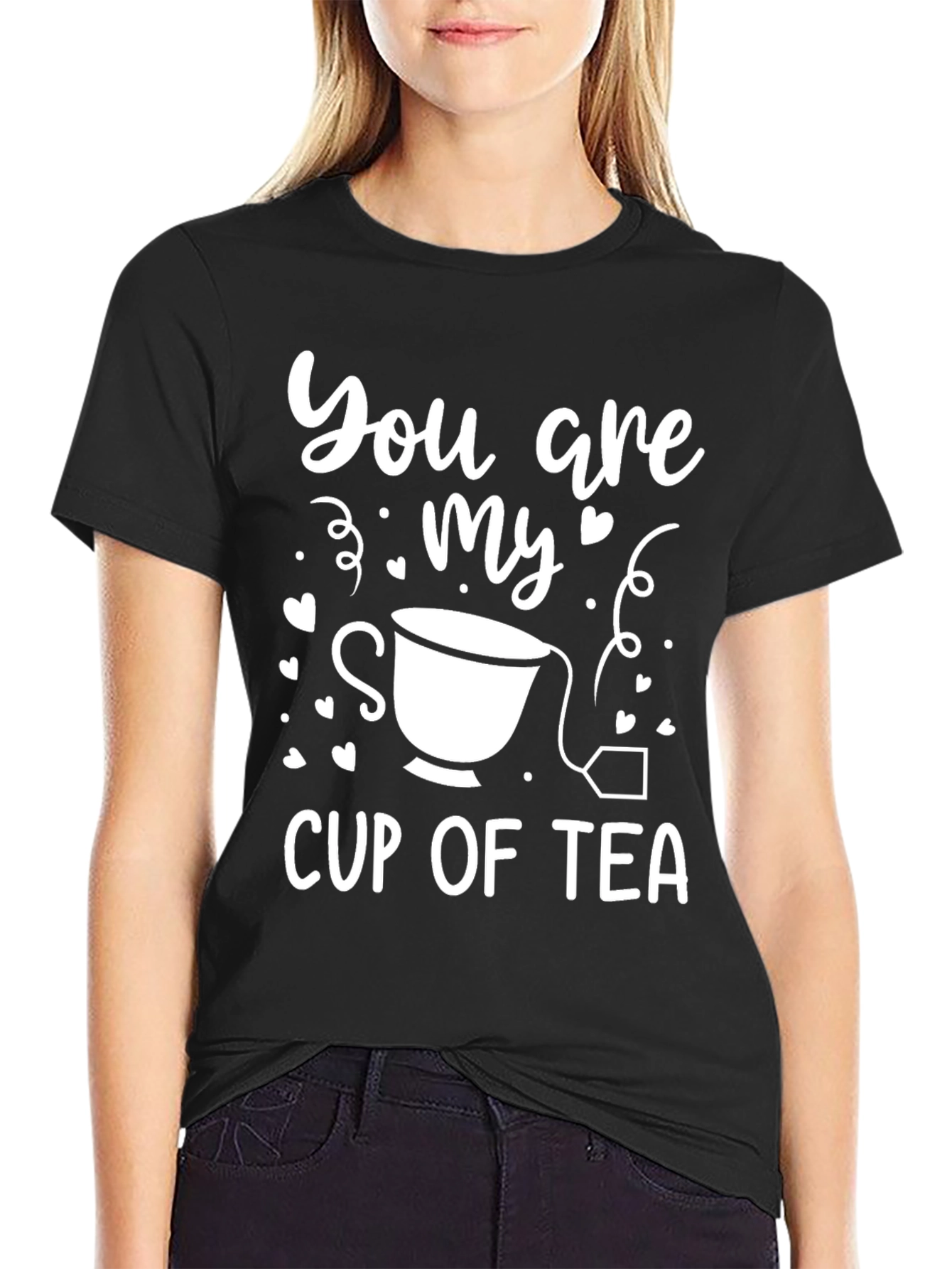 Black You Are My Cup of Tea T-Shirt - Black Cotton Blend view 2