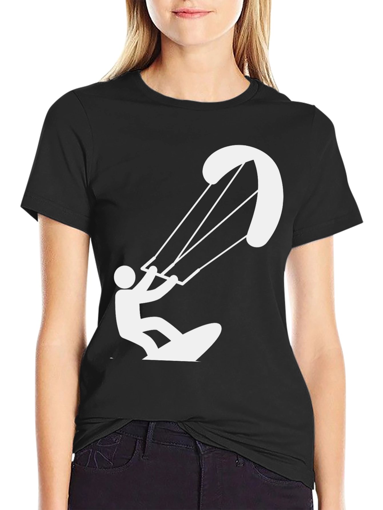 Black Black Kite Surfer T-Shirt view 2