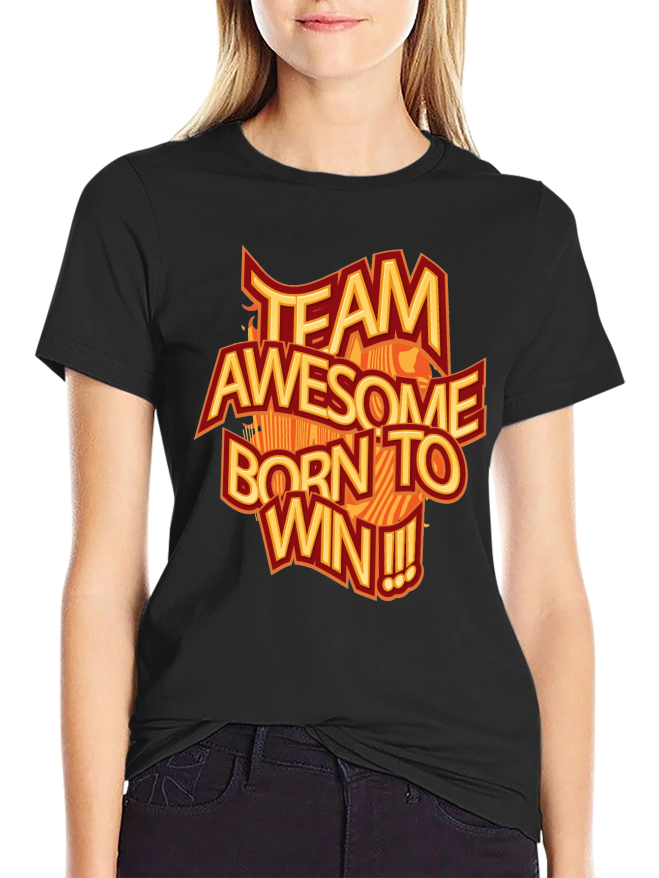 Black Team Awesome T-Shirt - Born to Win! view 2
