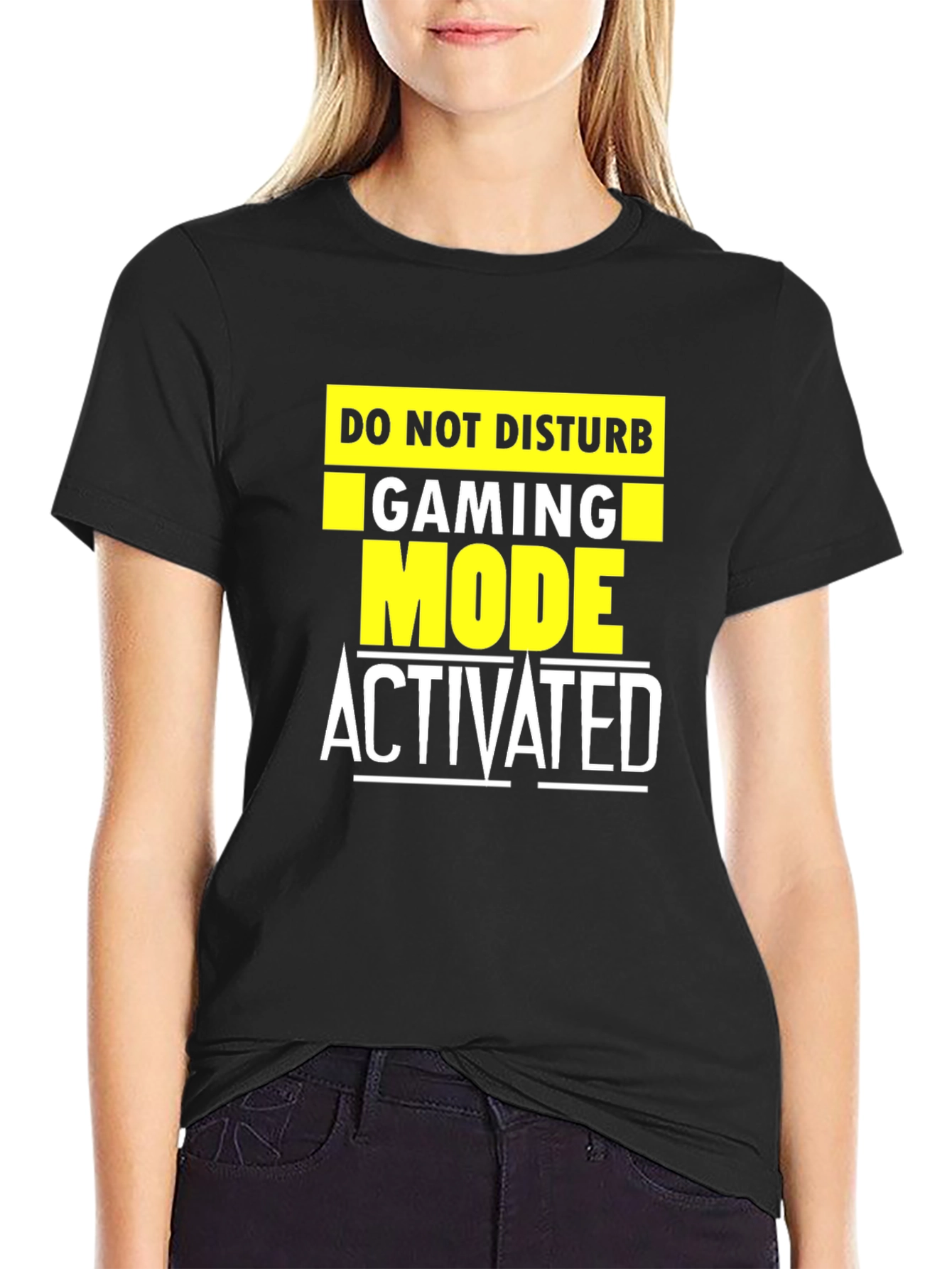 Black Gaming Mode Activated Black T-Shirt view 2