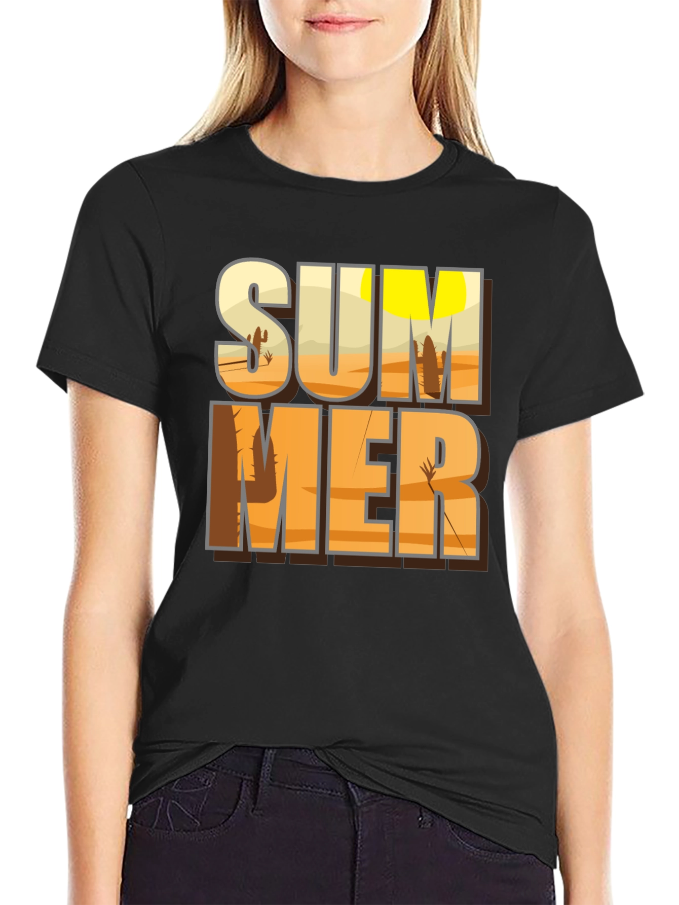 Black Summer Desert Graphic Tee - Black T-Shirt view 2
