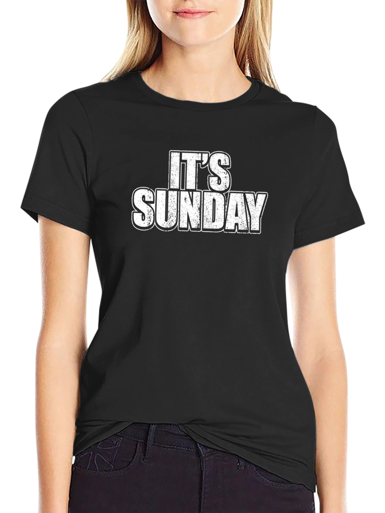 Black It's Sunday Graphic T-Shirt - Casual Wear view 2