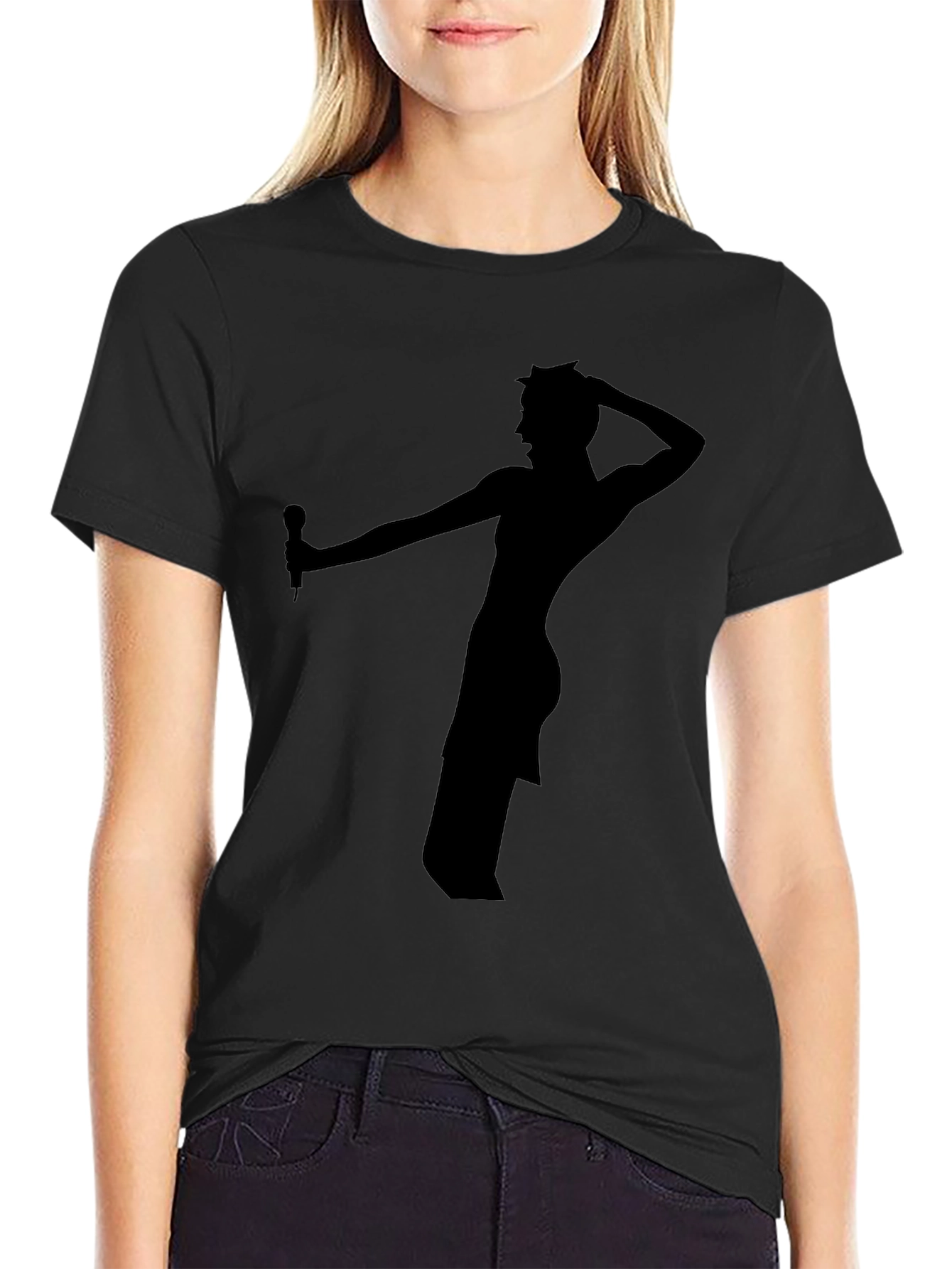 Black Silhouette Singer Graphic Tee - Men's Black T-Shirt view 2