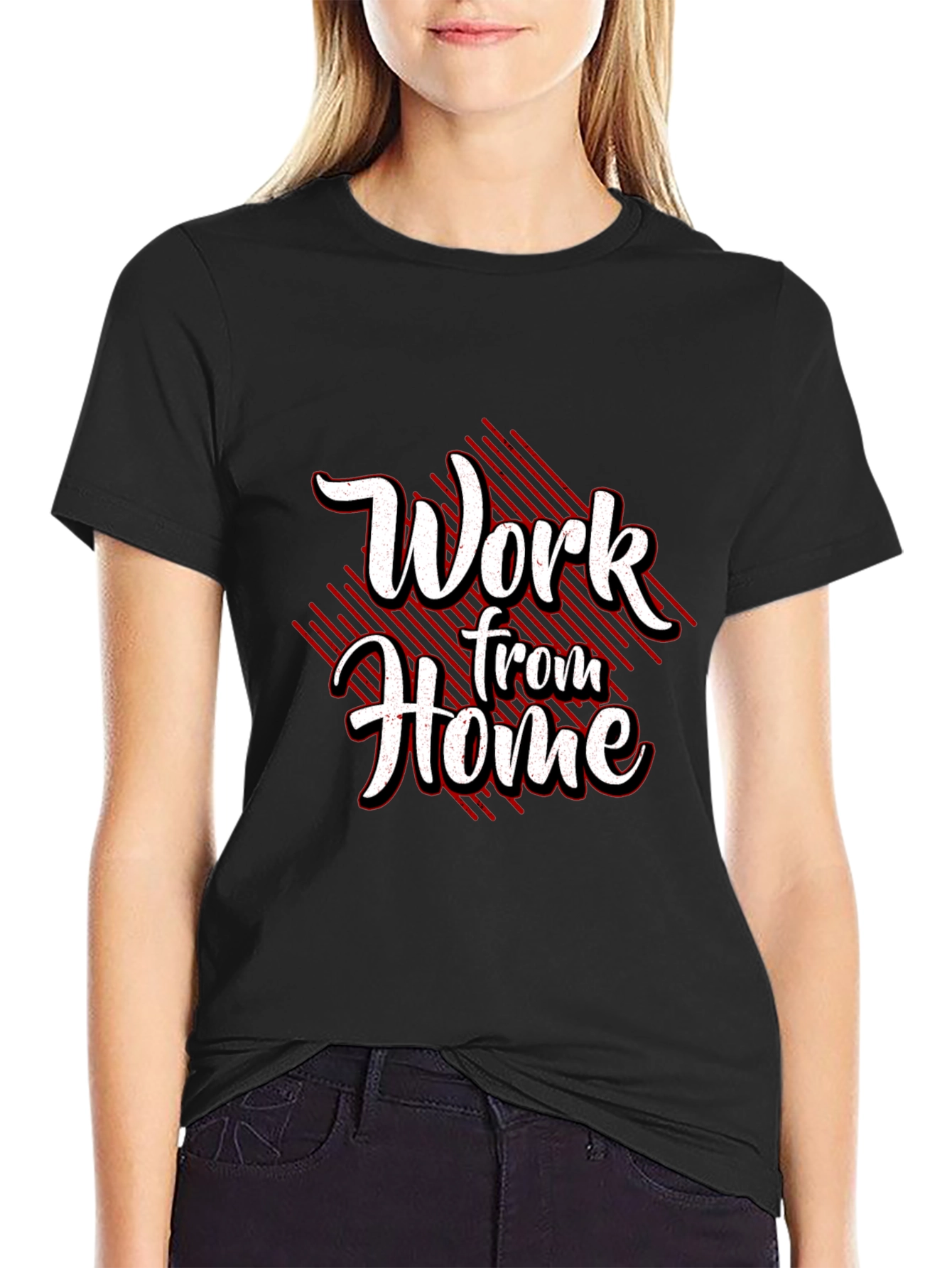Black Work From Home Graphic Tee - Black Cotton Blend view 2